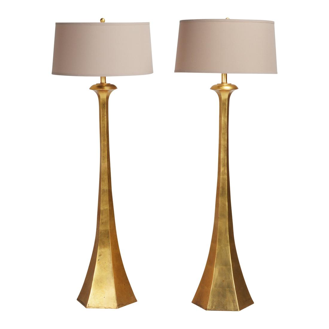 Pair of Art Deco Style Gilt Metal Floor Lamps (1 of 3)