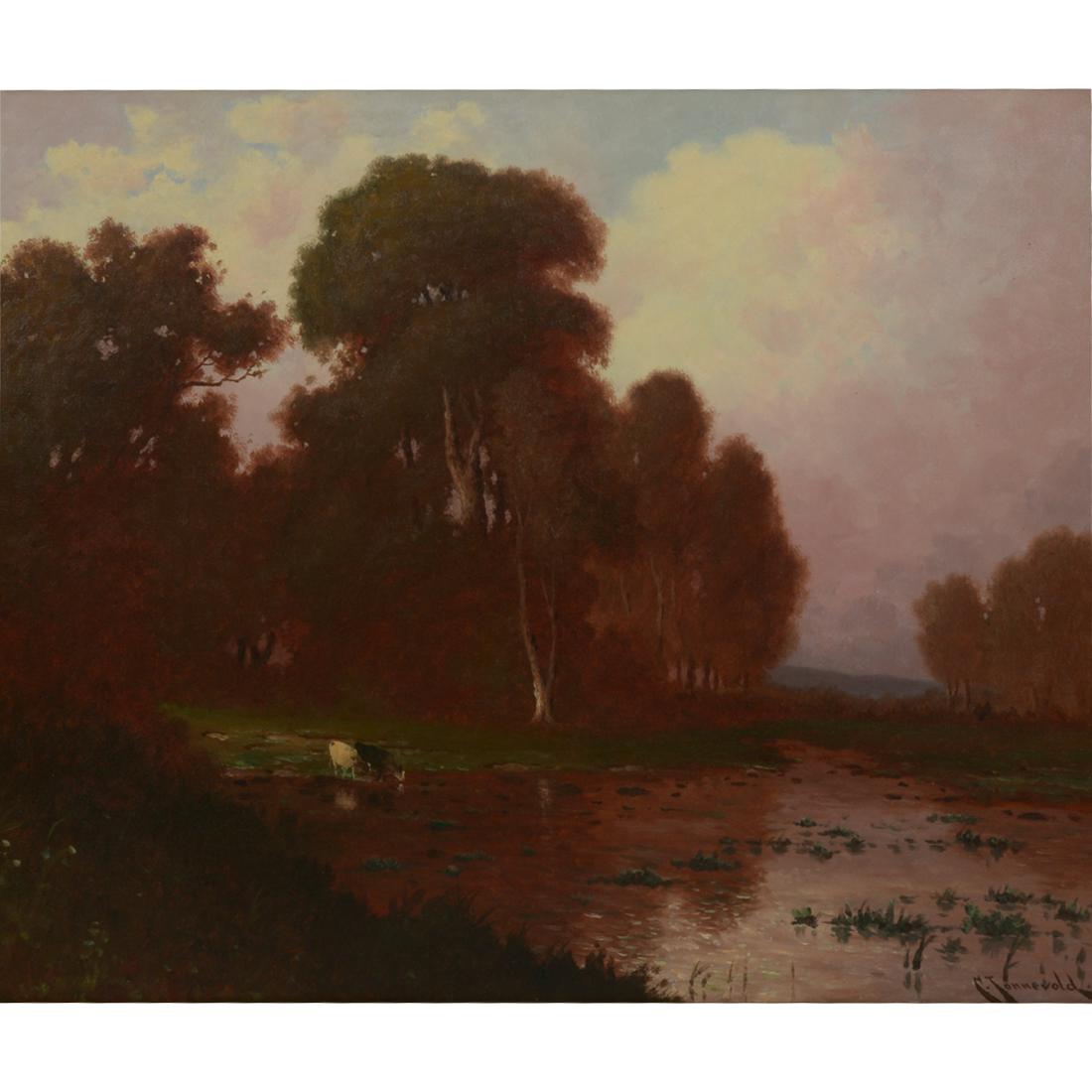 Carl Jonnevold 'Pastoral Landscape' oil on canvas (1 of 5)