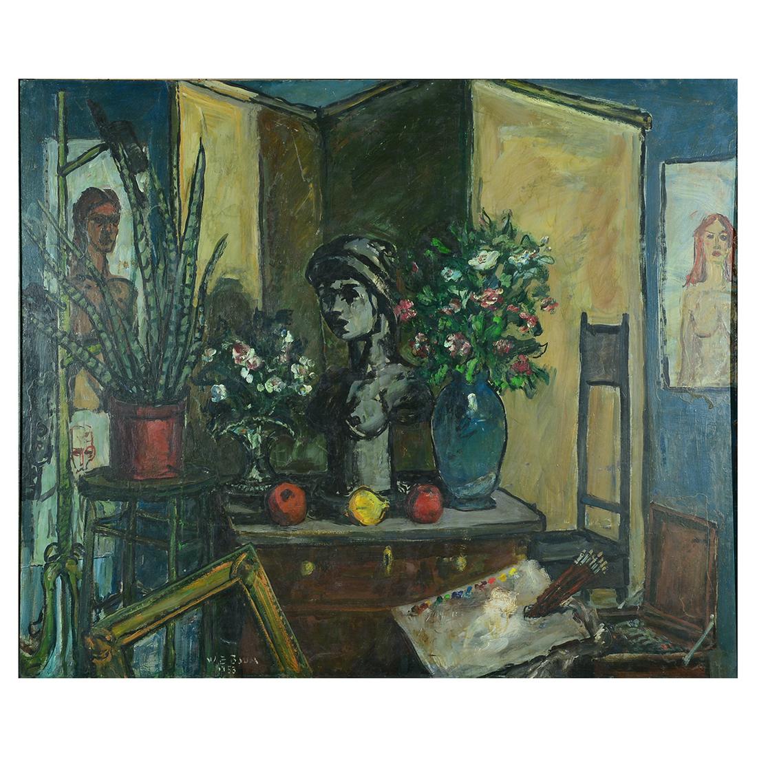 Walter Emerson Baum "The Studio" oil on masonite (1 of 8)