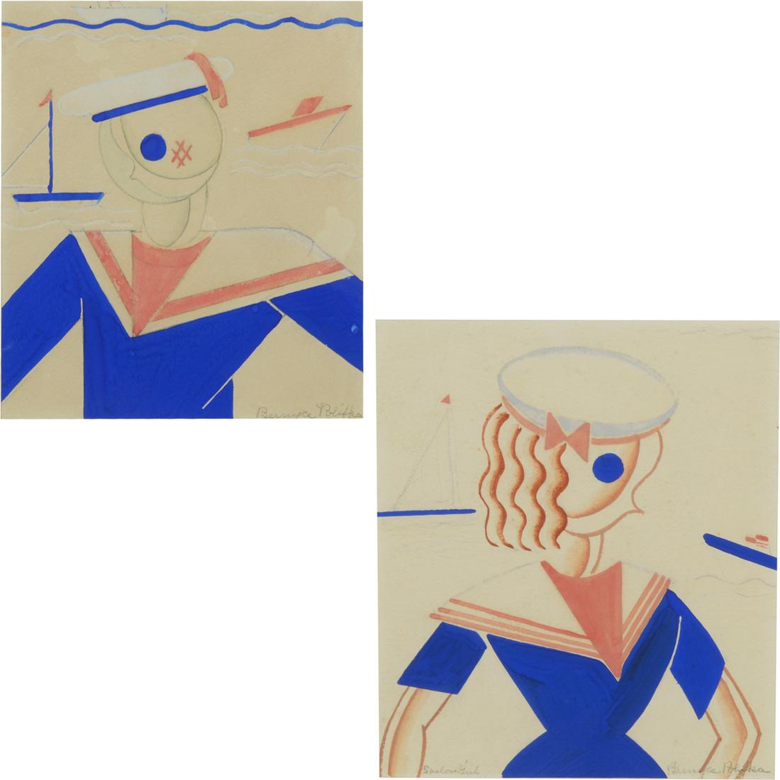 Bernyce Polifka "Sailor Girl" and "Sailor Boy" gouache (1 of 7)