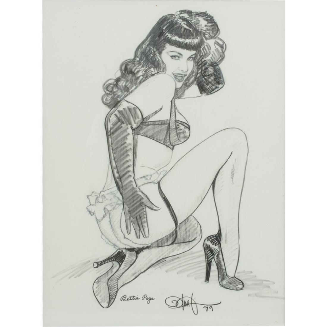 Olivia de Berardinis "Bettie Page" mixed media drawing (1 of 5)