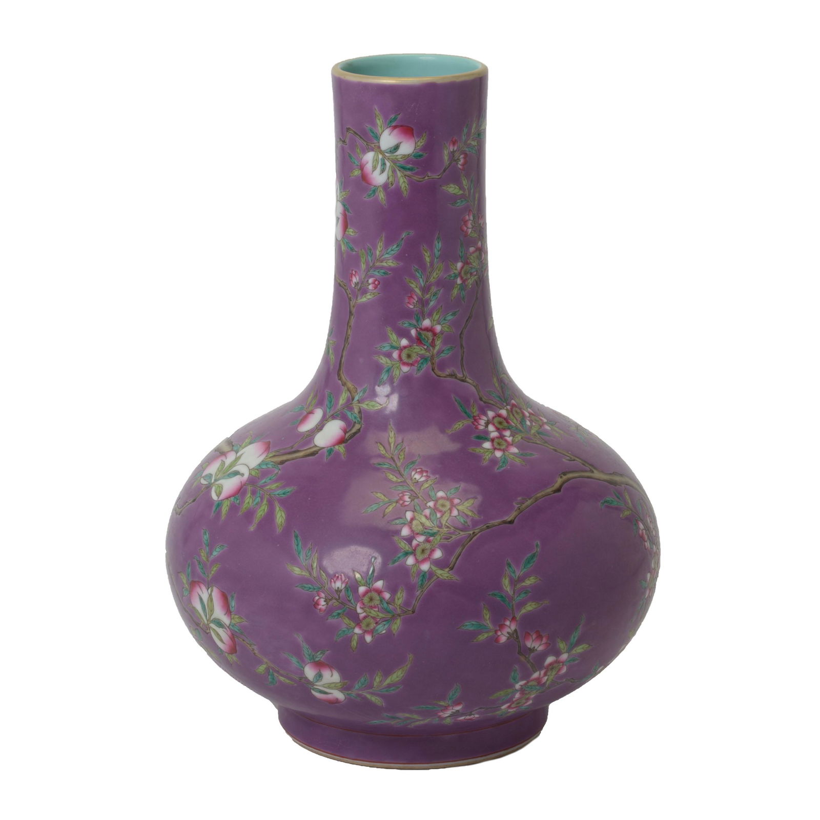 Chinese Purple-Ground Da Ya Zhai Bottle Vase. (1 of 4)