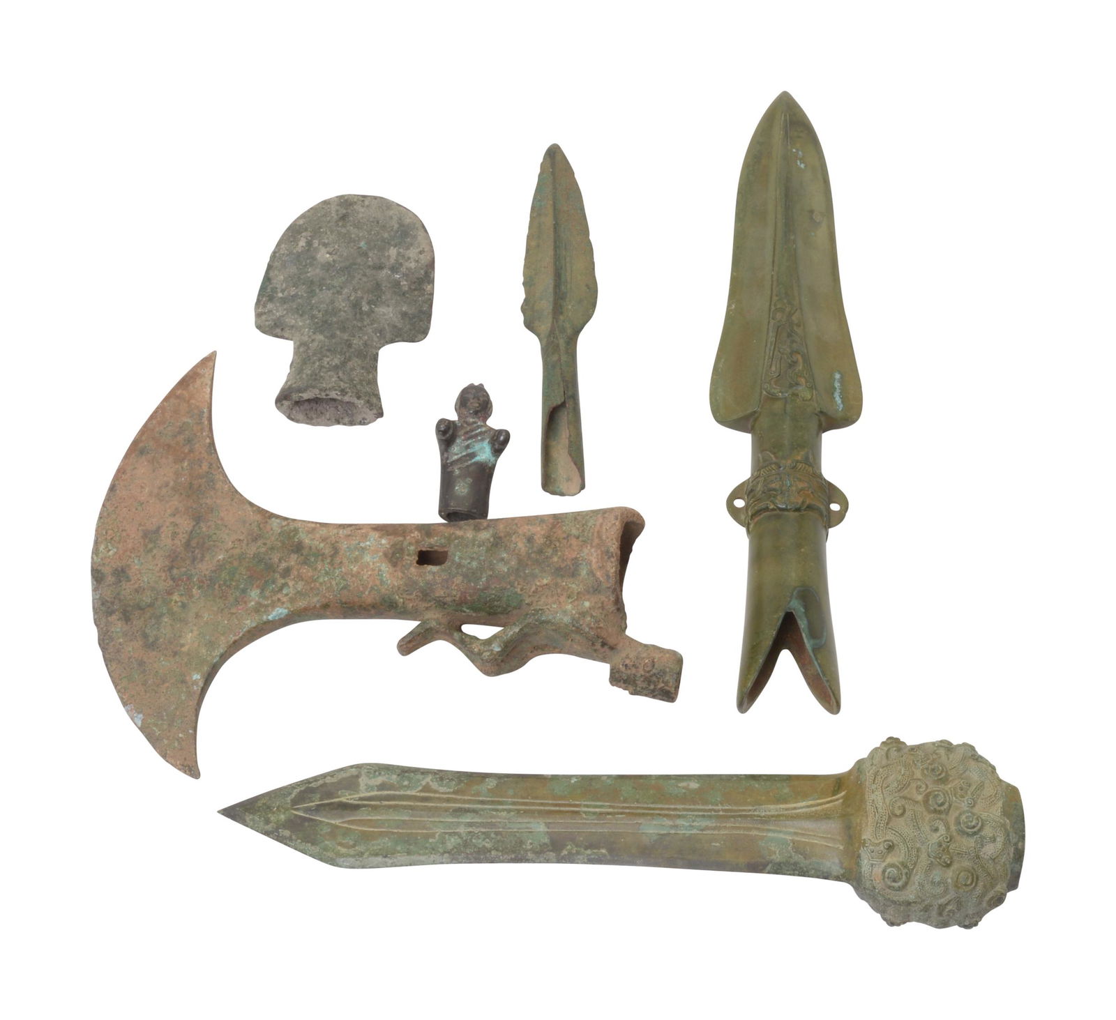 Group of Shang Style Bronze Spearheads and Bronze (1 of 1)