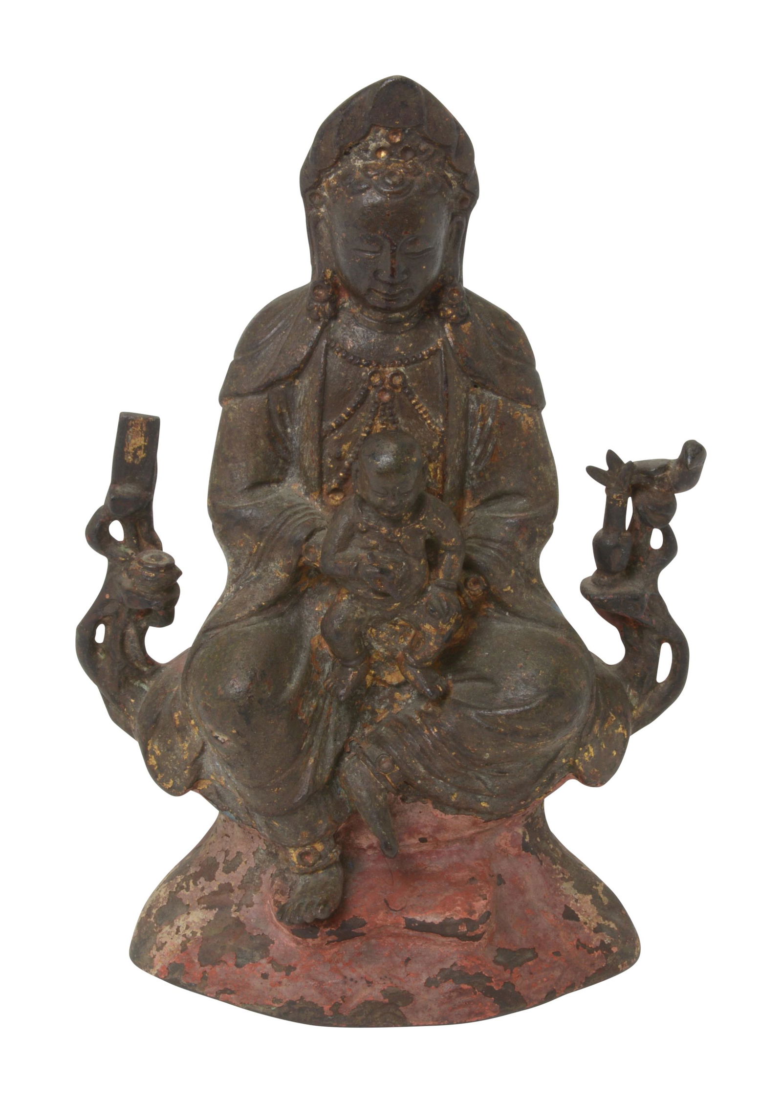 Ming Dynasty Lacquered Gilt Bronze Guanyin. (1 of 4)