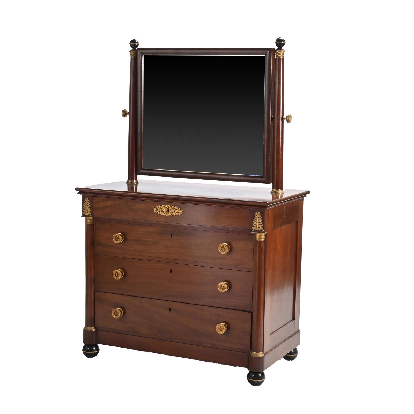 Empire Mahogany Ormolu and Brass Mounted Dresser with (1 of 5)