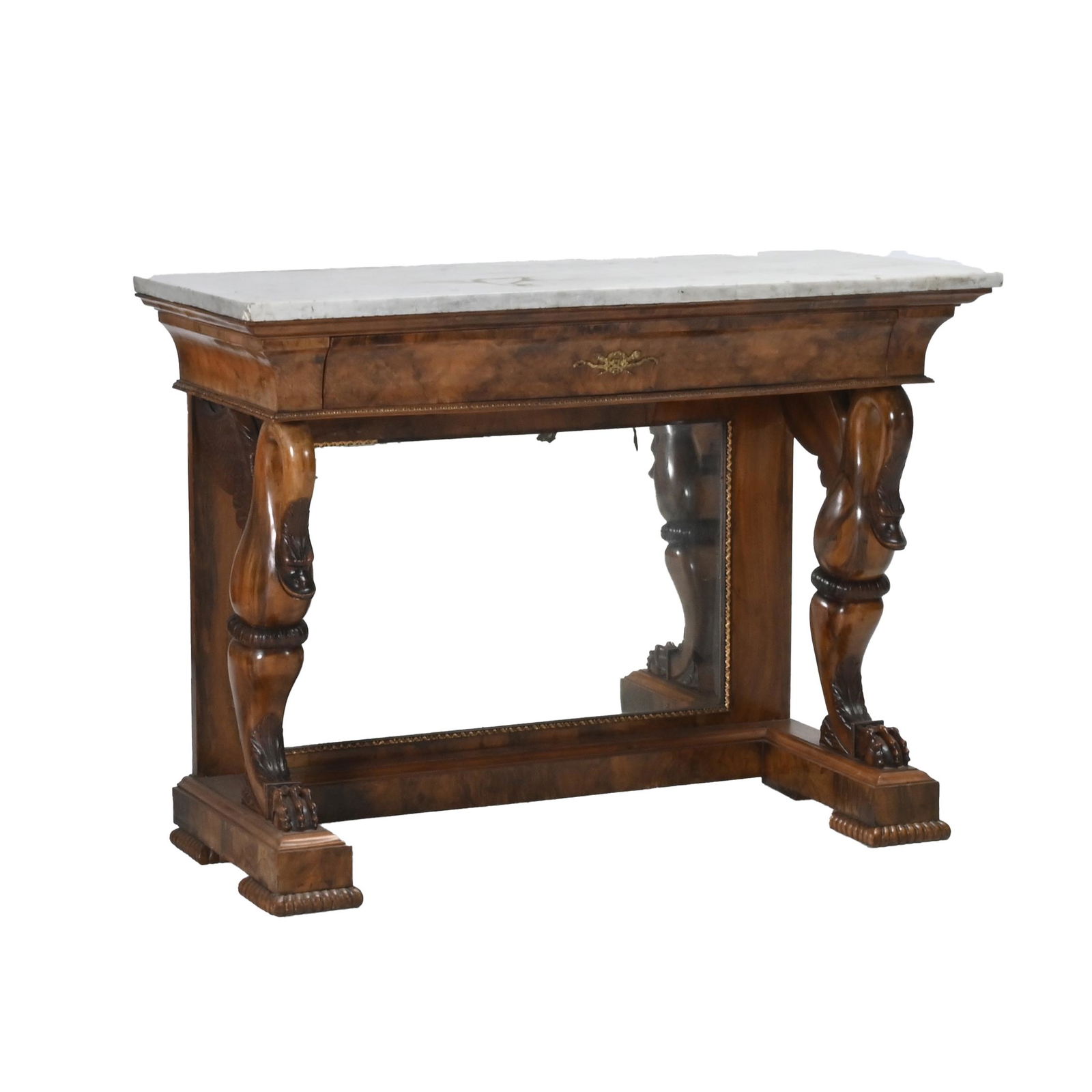 Unusual Empire Style French Marble Top Console Table (1 of 3)