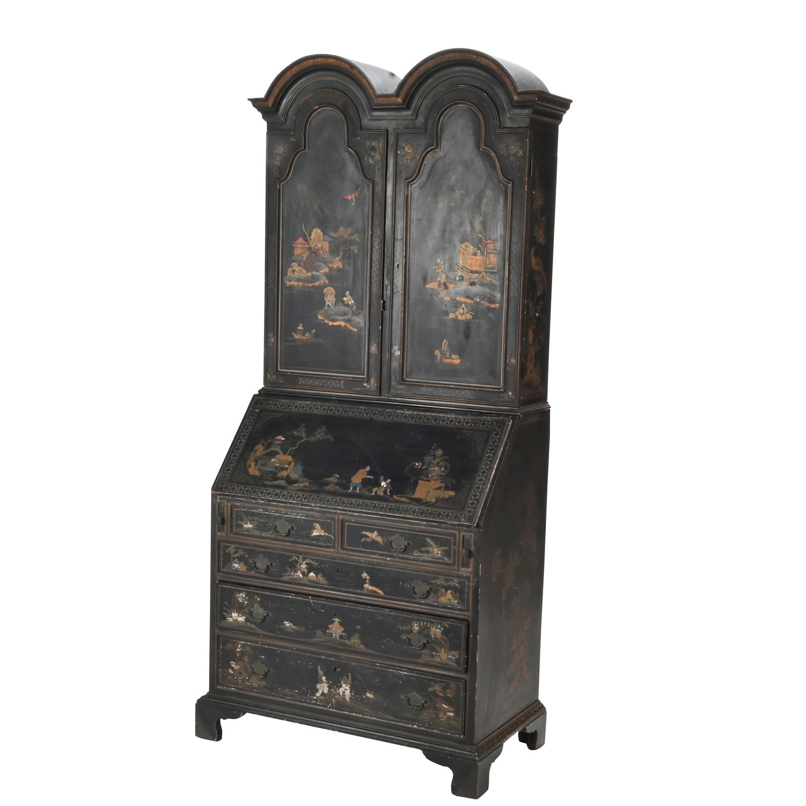Georgian Style Black Chinoiserie Secretary. (1 of 4)