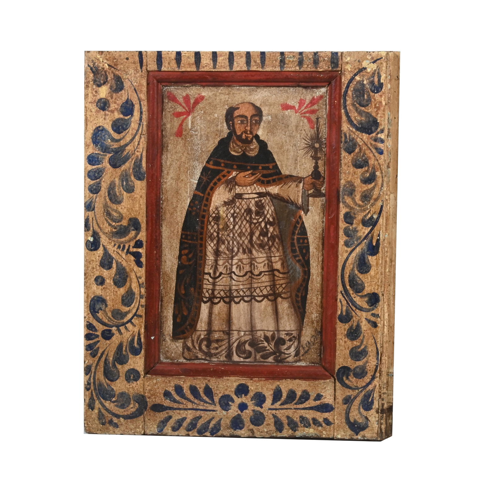 Mexican School "St. Ramon" acrylic on panel (1 of 4)