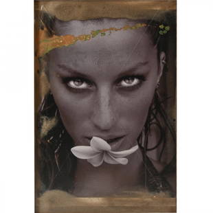 Raphael Mazzucco, Gisele Bundchen, Barbados, 2006,: RAPHAEL MAZZUCCO (Canadian, b. 1965) "Gisele Bundchen, Barbados," 2006 mixed media photograph with resin and found objects, image: 36 x 24 inches; overall with frame: 42.25 x 32.75 inches Provenance: