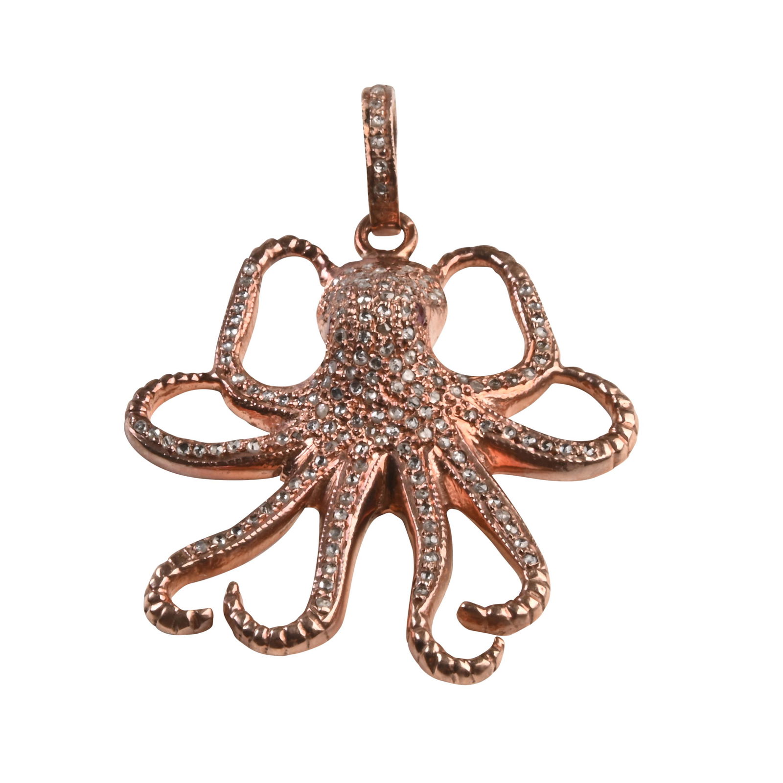 Diamond, Ruby, Pink Vermeil Octopus Pendant. (1 of 3)