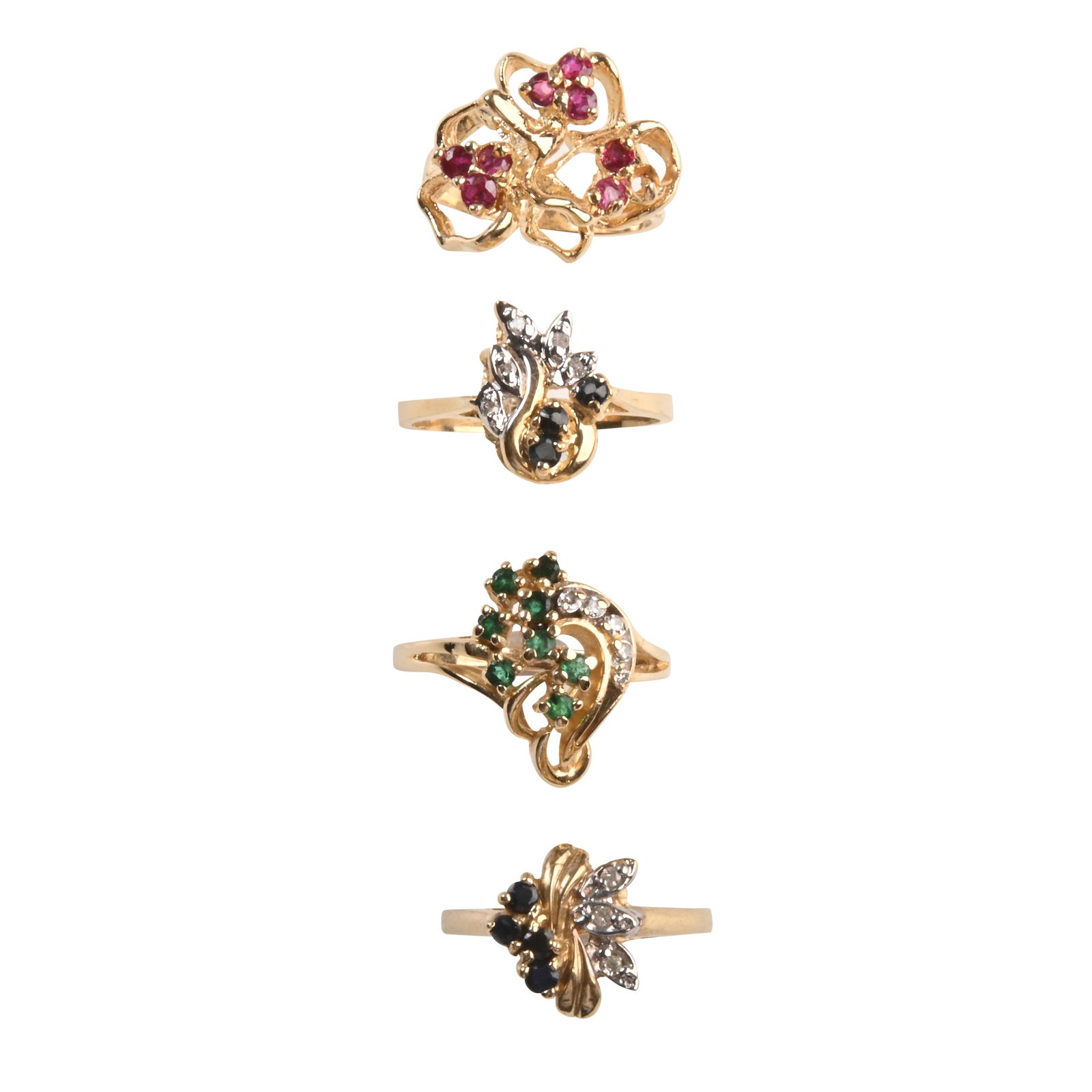 Collection of Four Multi-Stone, Diamond, 14k Yellow (1 of 5)