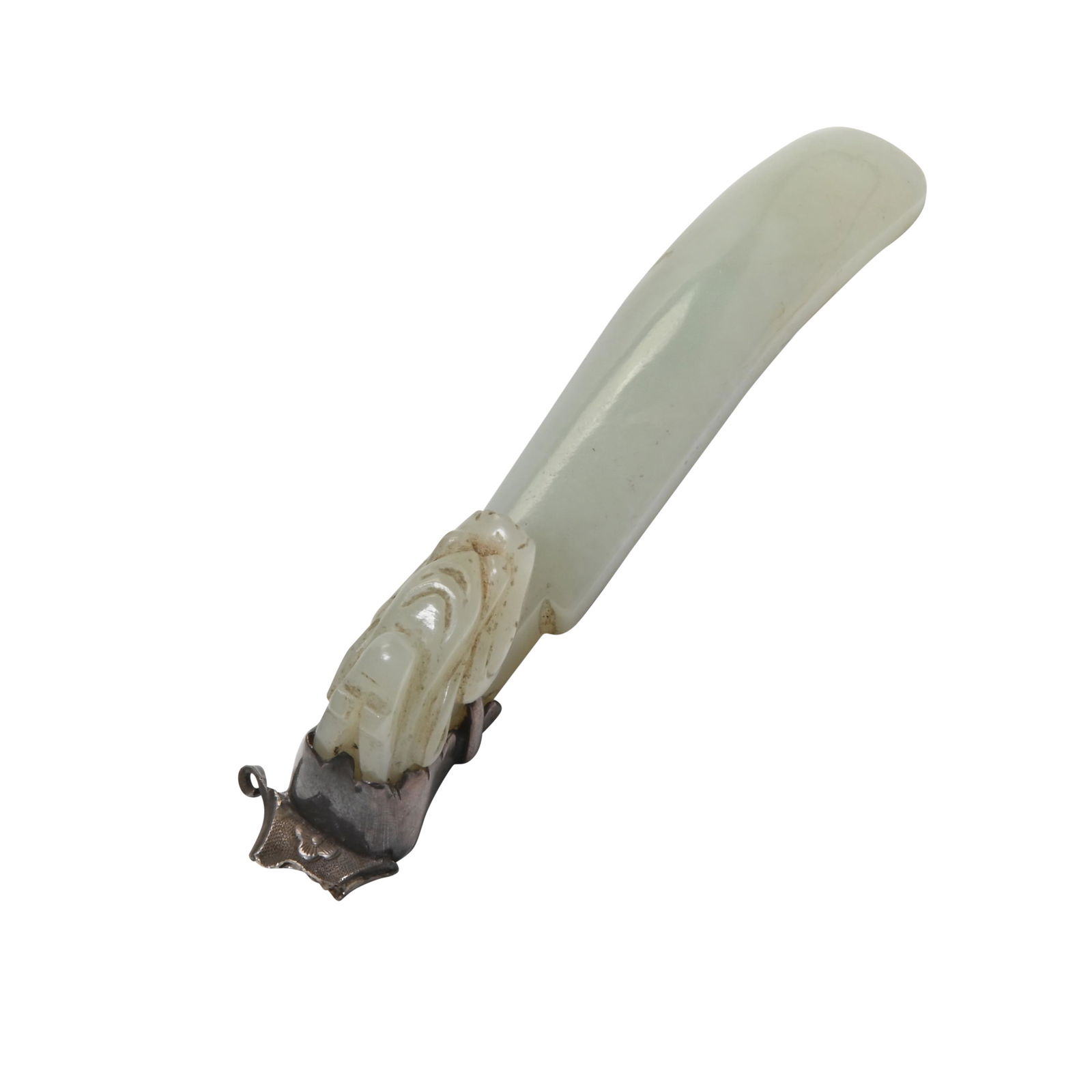 Chinese Carved White Jade Dragon Belt Buckle. (1 of 3)