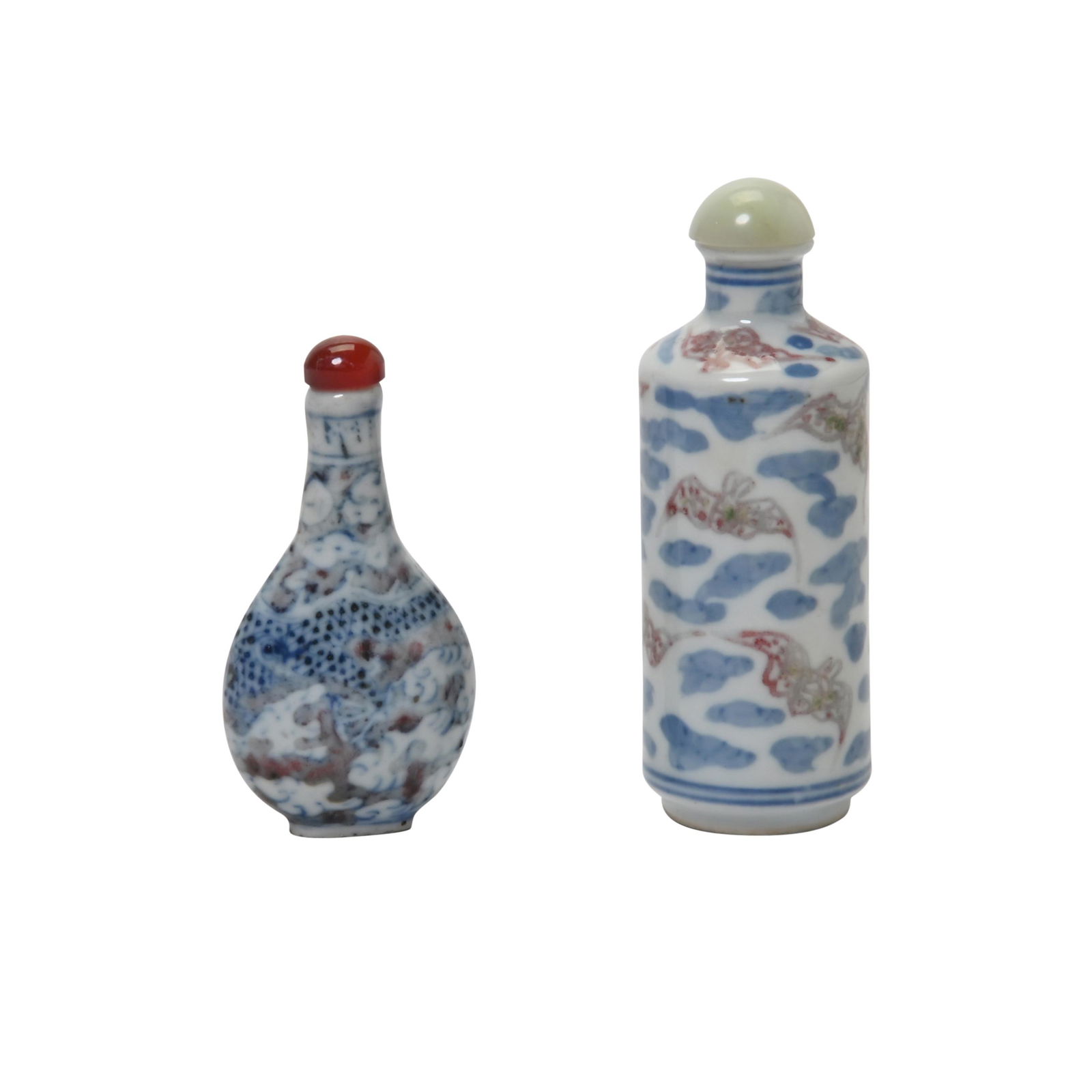 Two Underglaze Red and Blue Porcelain Snuff Bottles. (1 of 2)