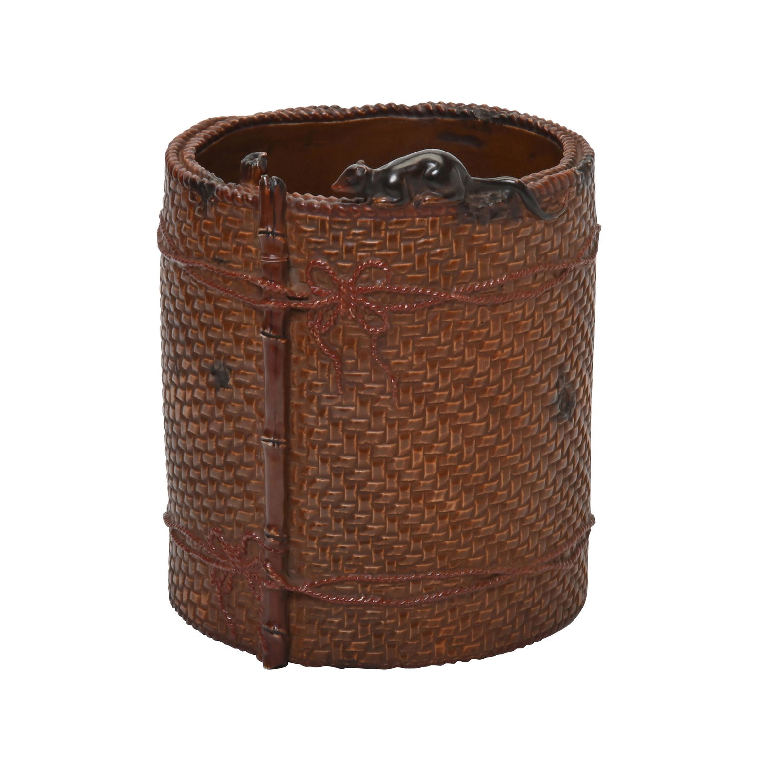 Porcelain 'Bamboo' Brush Holder. (1 of 2)