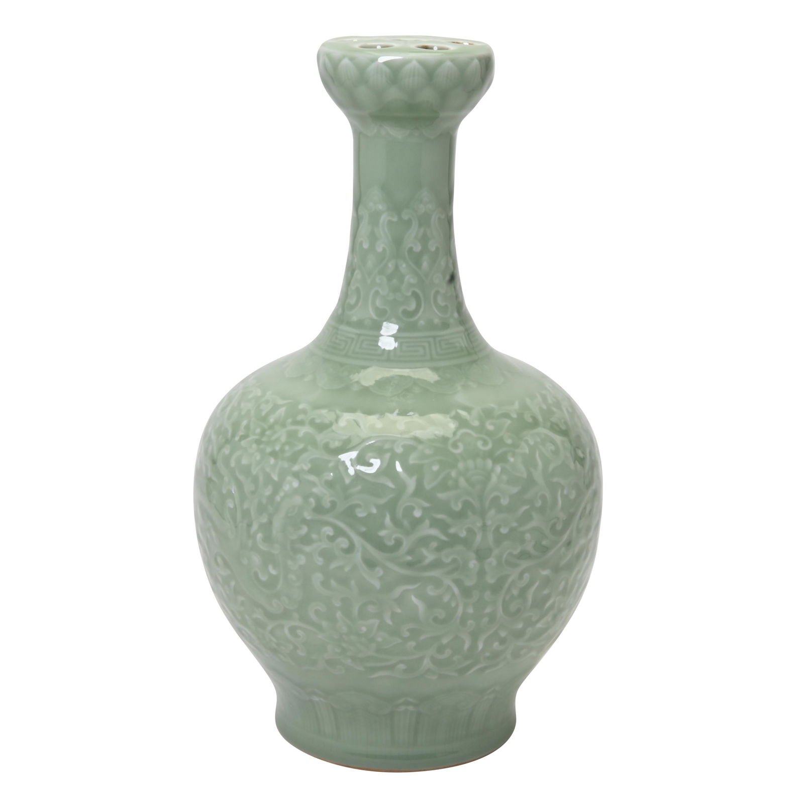 Chinese Carved Longquan Celadon Vase. (1 of 2)