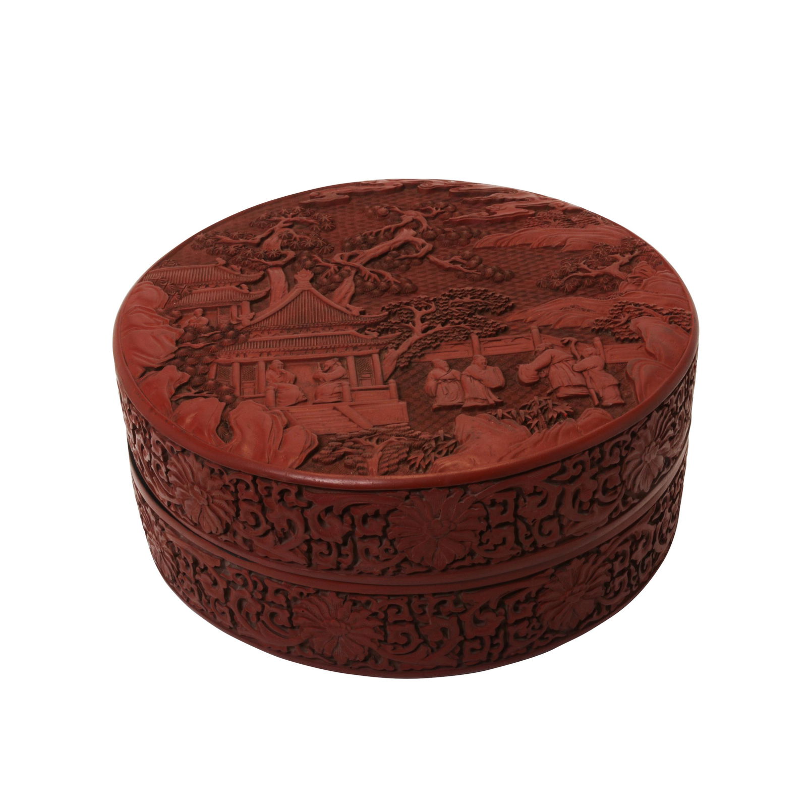 Large Chinese Carved Cinnabar Box. (1 of 4)
