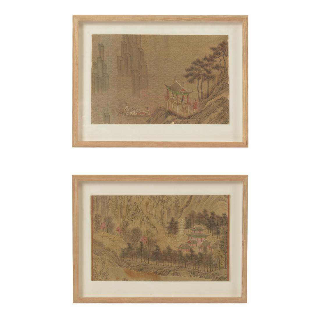 Pair of Framed Korean Landscape Paintings. (1 of 5)