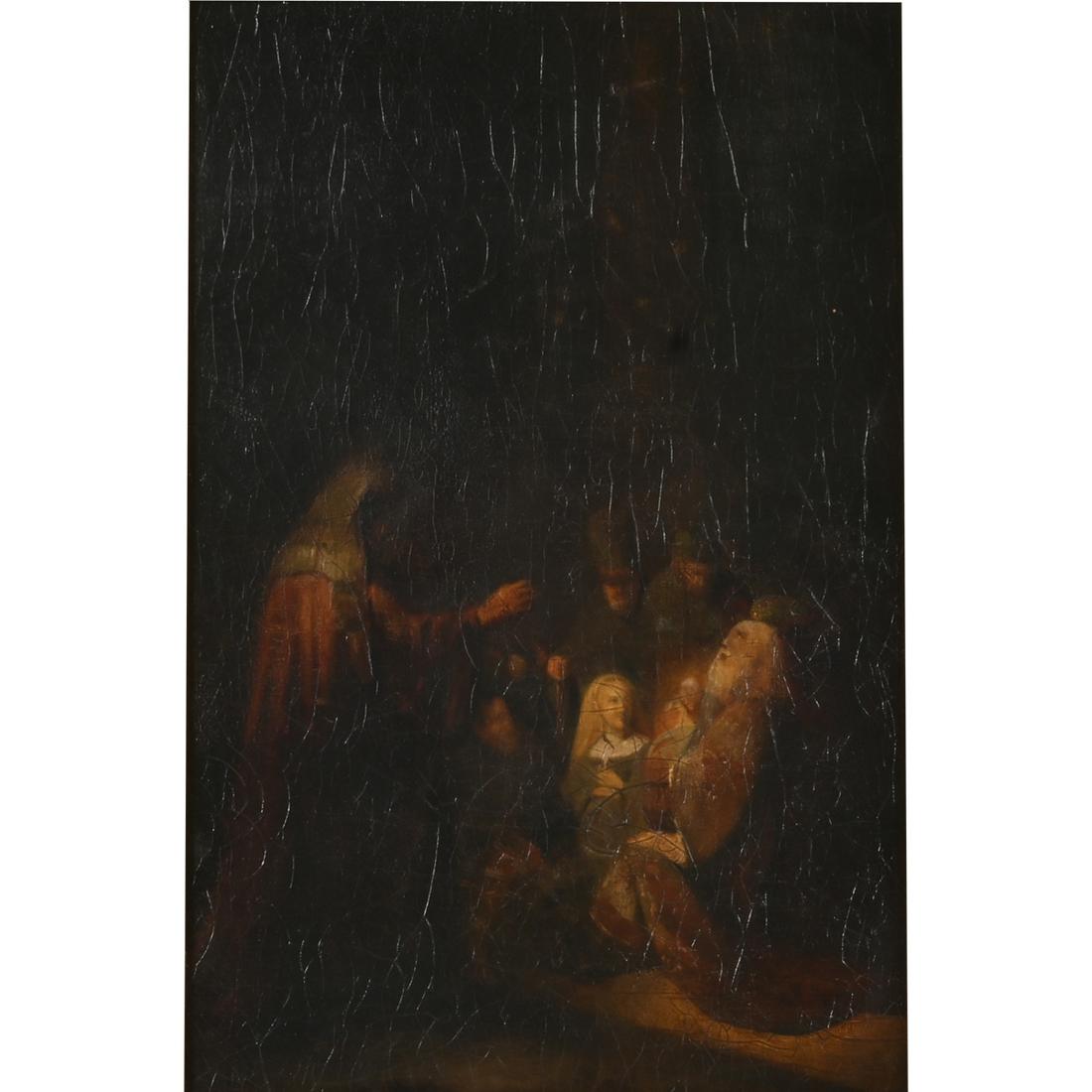 Manner of Rembrandt "Christ Miracle" oil on masonite (1 of 4)