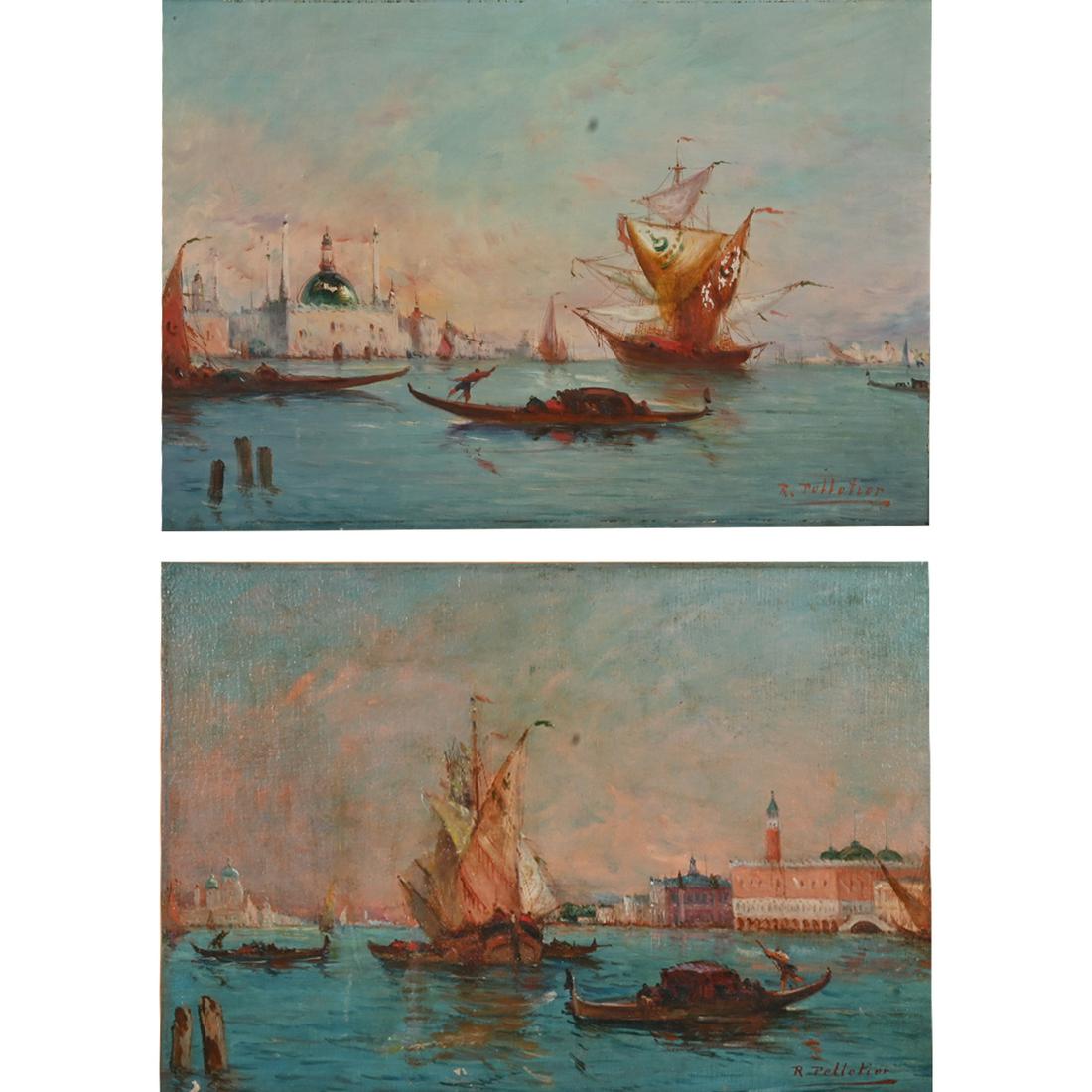 Italian School 2 "Venice Harbor" oil on canvas (1 of 8)