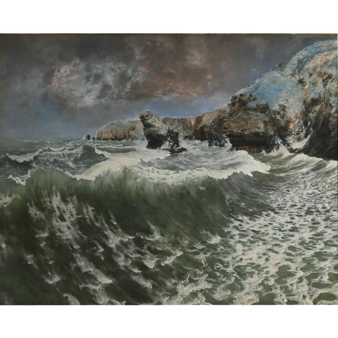 Frank Miles "An Ocean Coast" oil on canvas (1 of 5)