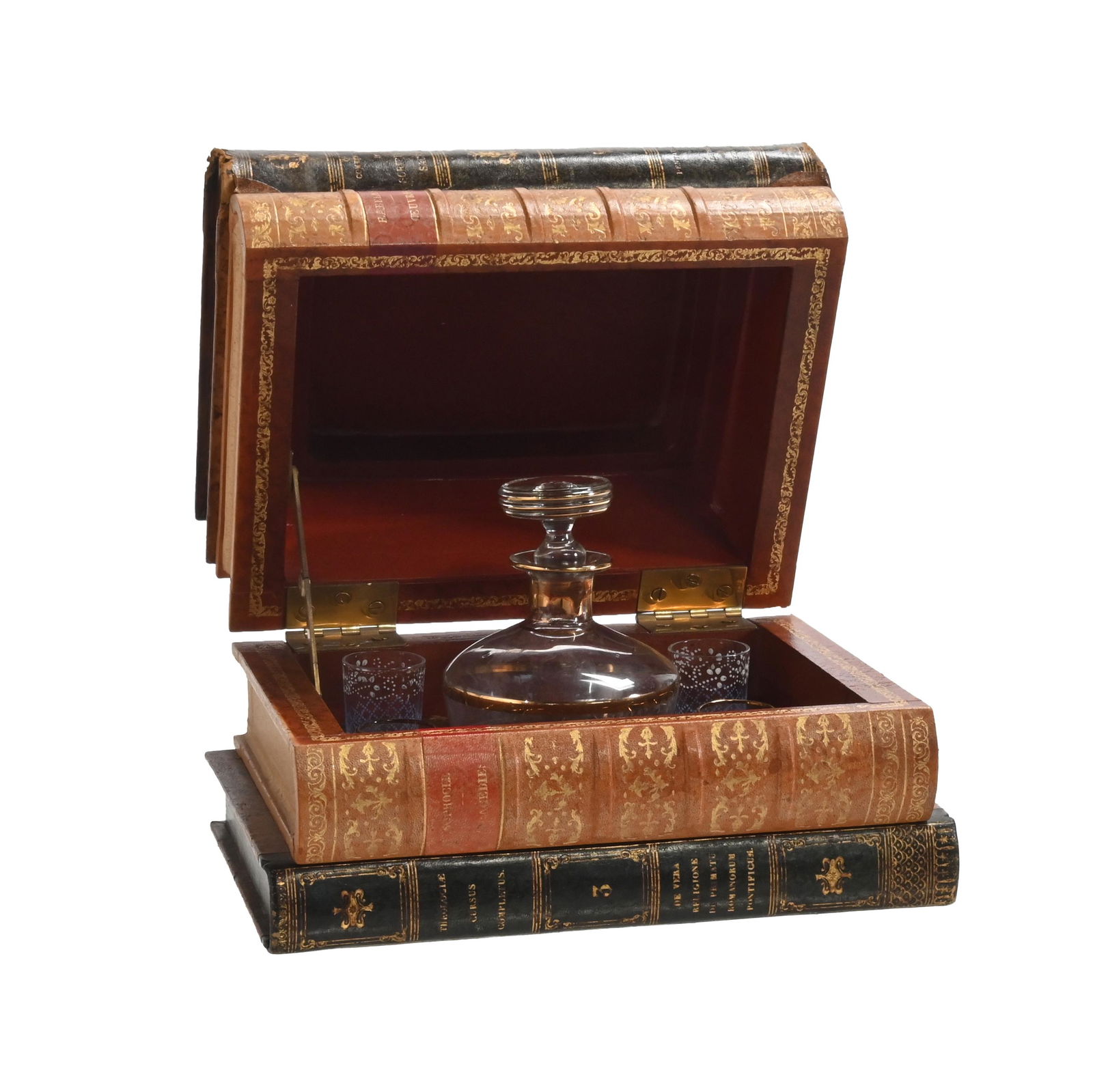 French 19th Century Style Leather Book Tantalus. (1 of 1)