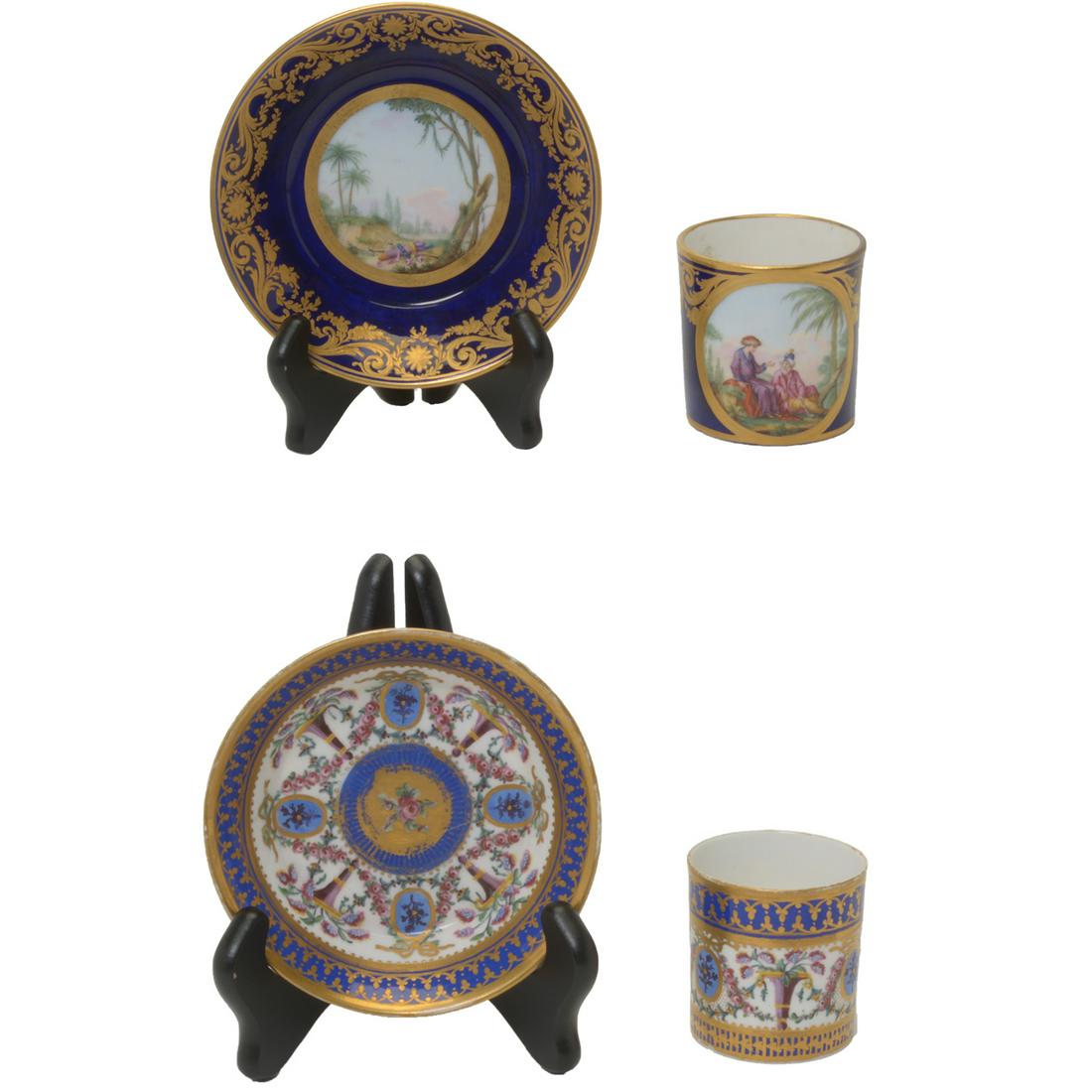 Two Sevres Porcelain Cups and Saucers (1 of 7)