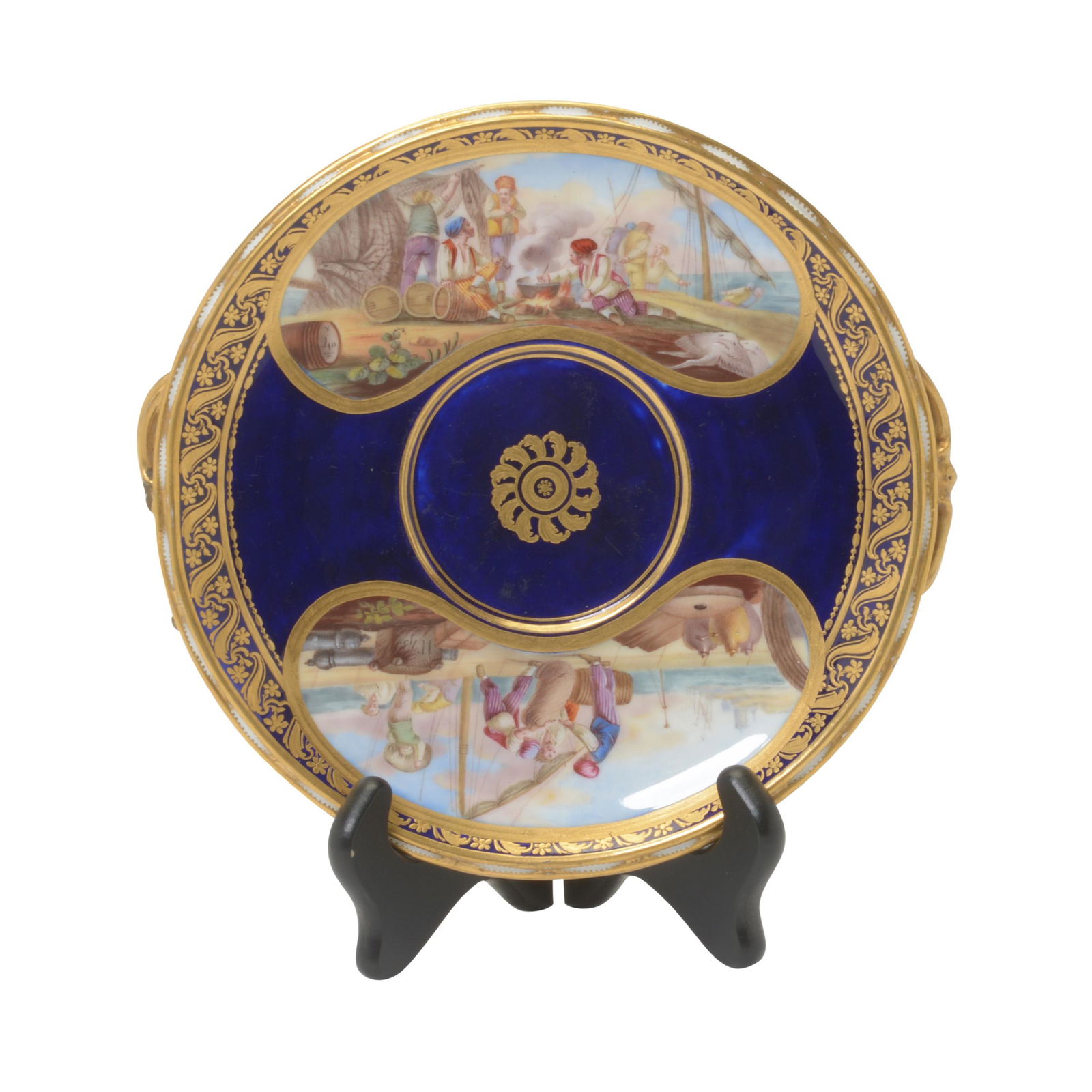 Sevres Porcelain Blue Ground Ecuelle Stand by Morin. (1 of 3)