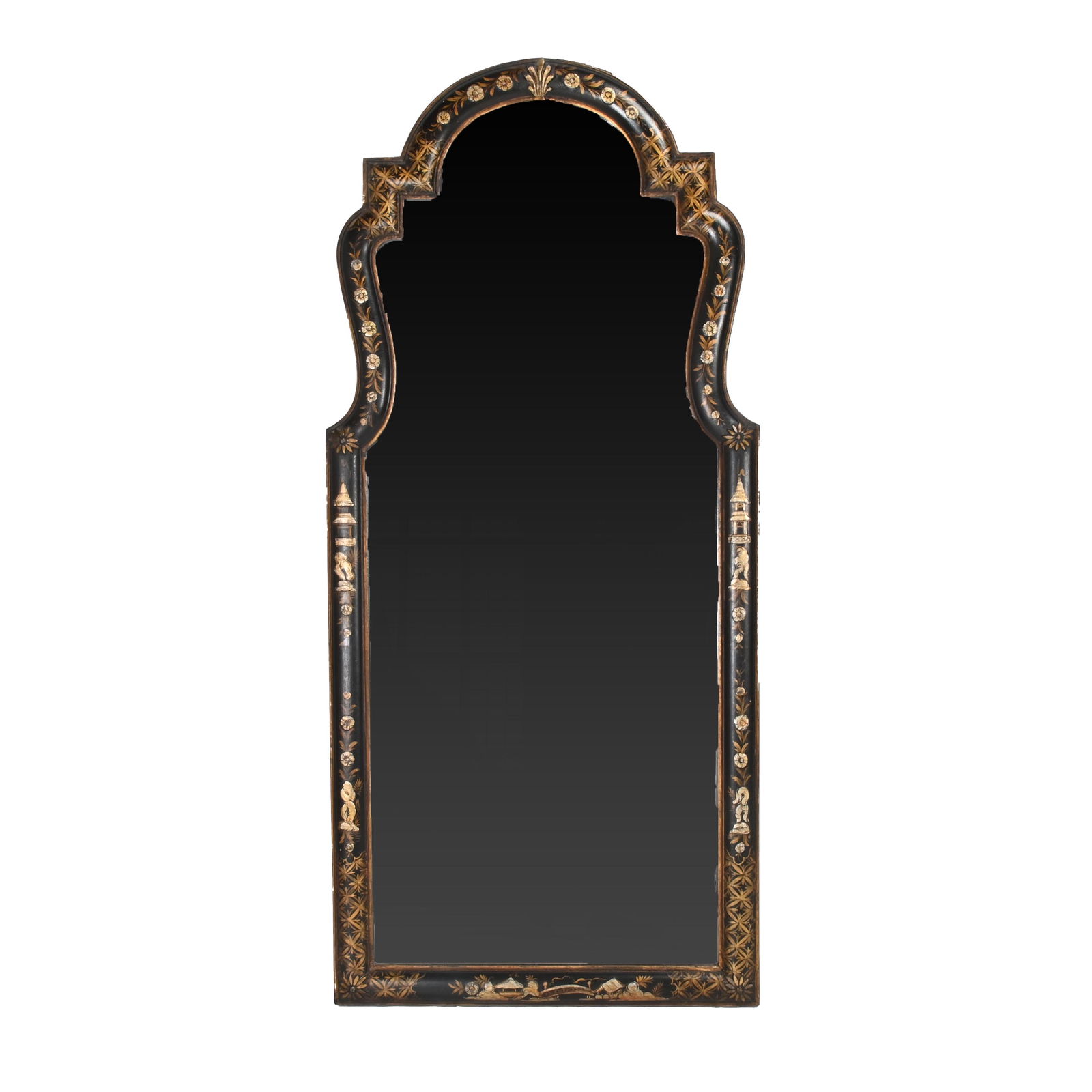 William and Mary Style Black Chinoiserie Mirror (1 of 3)