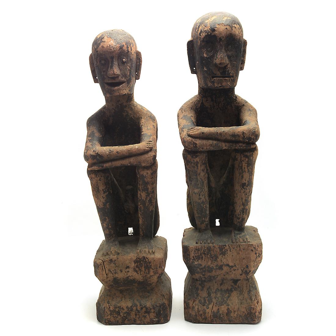 19th Century Ifugao Seated King Bulul Statue Pair. (1 of 6)
