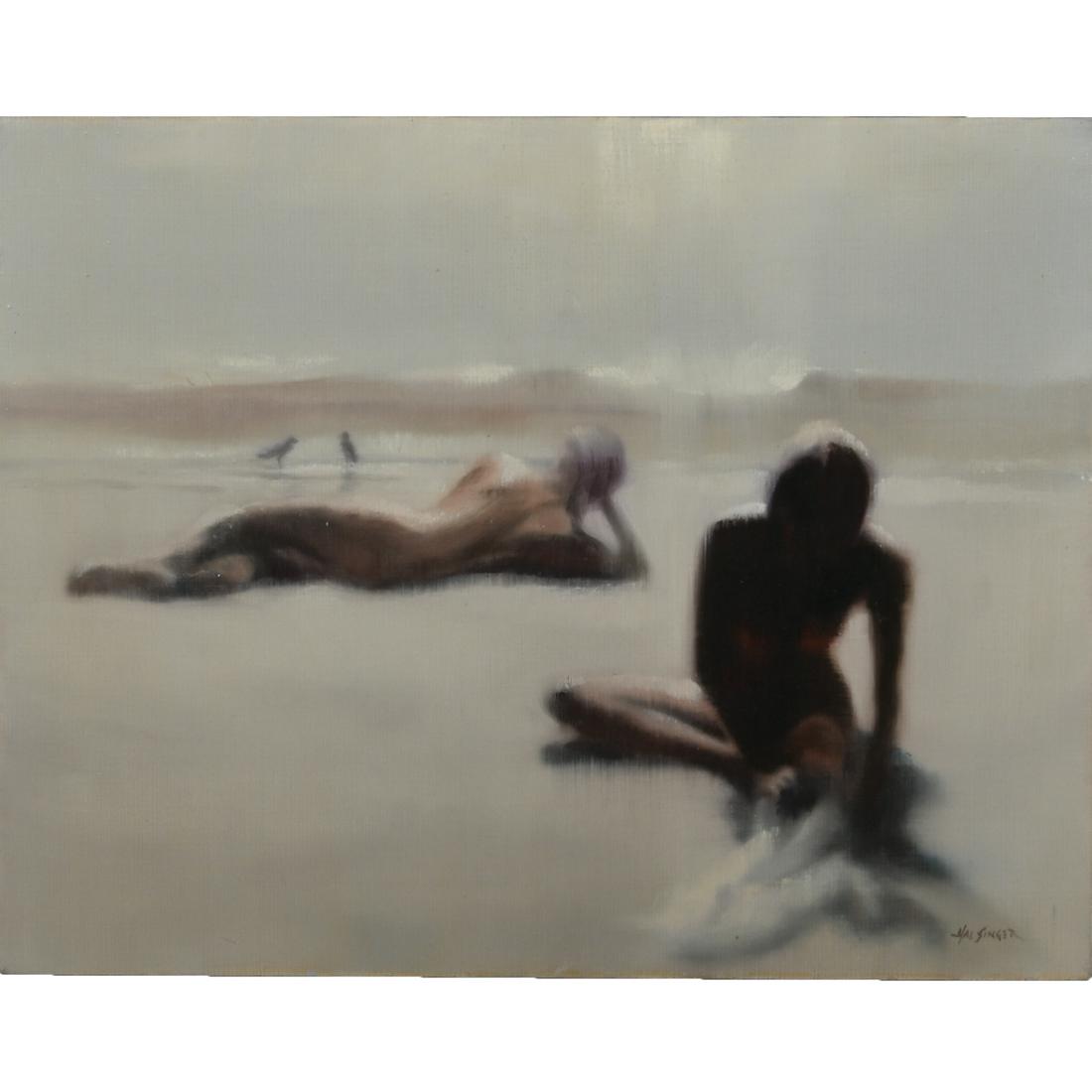 Hal Singer, Two Nudes on the Beach, oil on canvas (1 of 4)