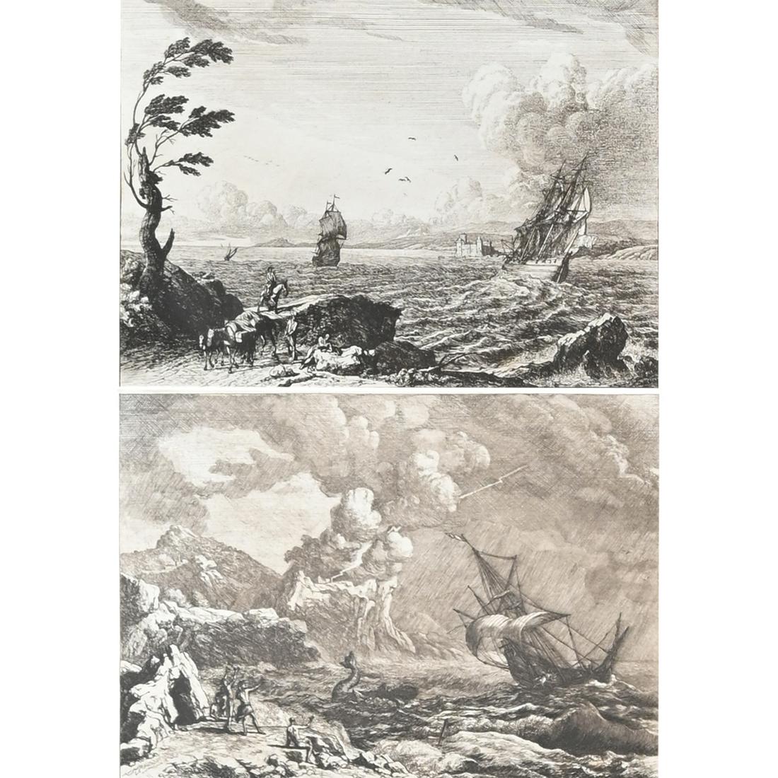 After Adrien Manglard 7 "Rome Scenes" etching: After ADRIEN MANGLARD (French 1695-1760) 7 'Scenes of Rome' etching (posthumous impressions) each measures: sight 9 x 12 inches; overall with frame: 16 x 19.75 inches, annotated along the bottom of mo