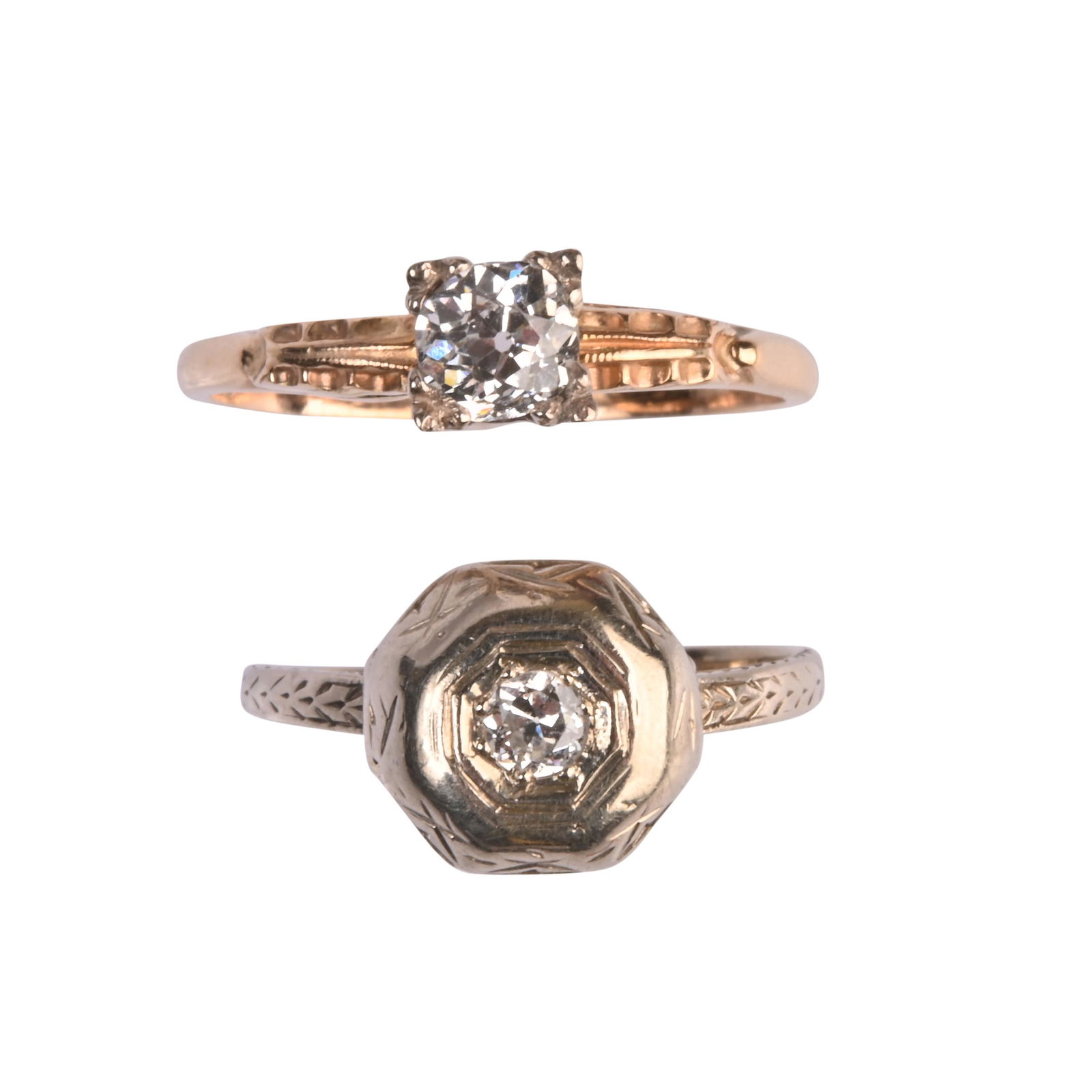Collection of Two Diamond, 14k Gold Rings. (1 of 5)