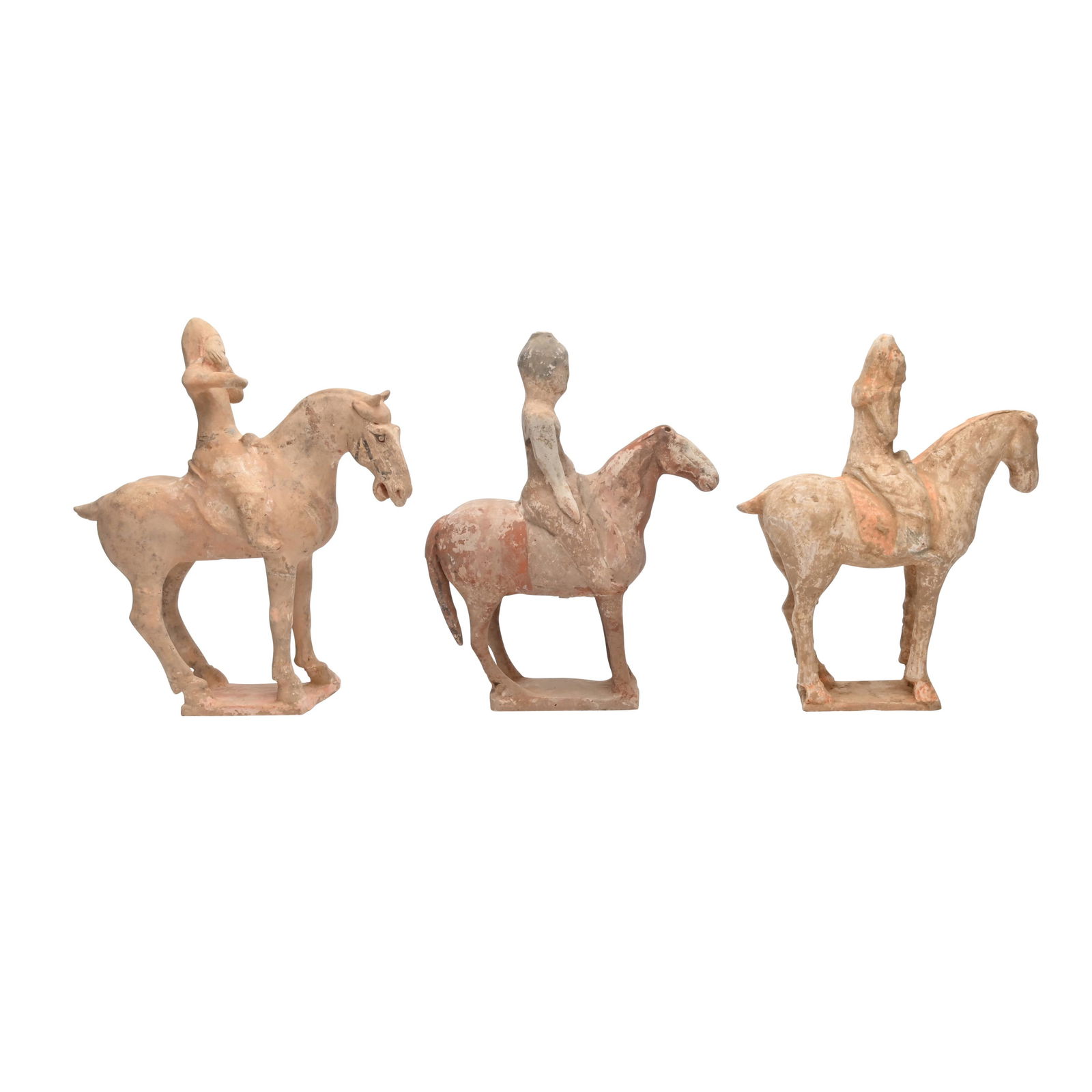 Three Chinese Han Pottery Equestrians. (1 of 4)