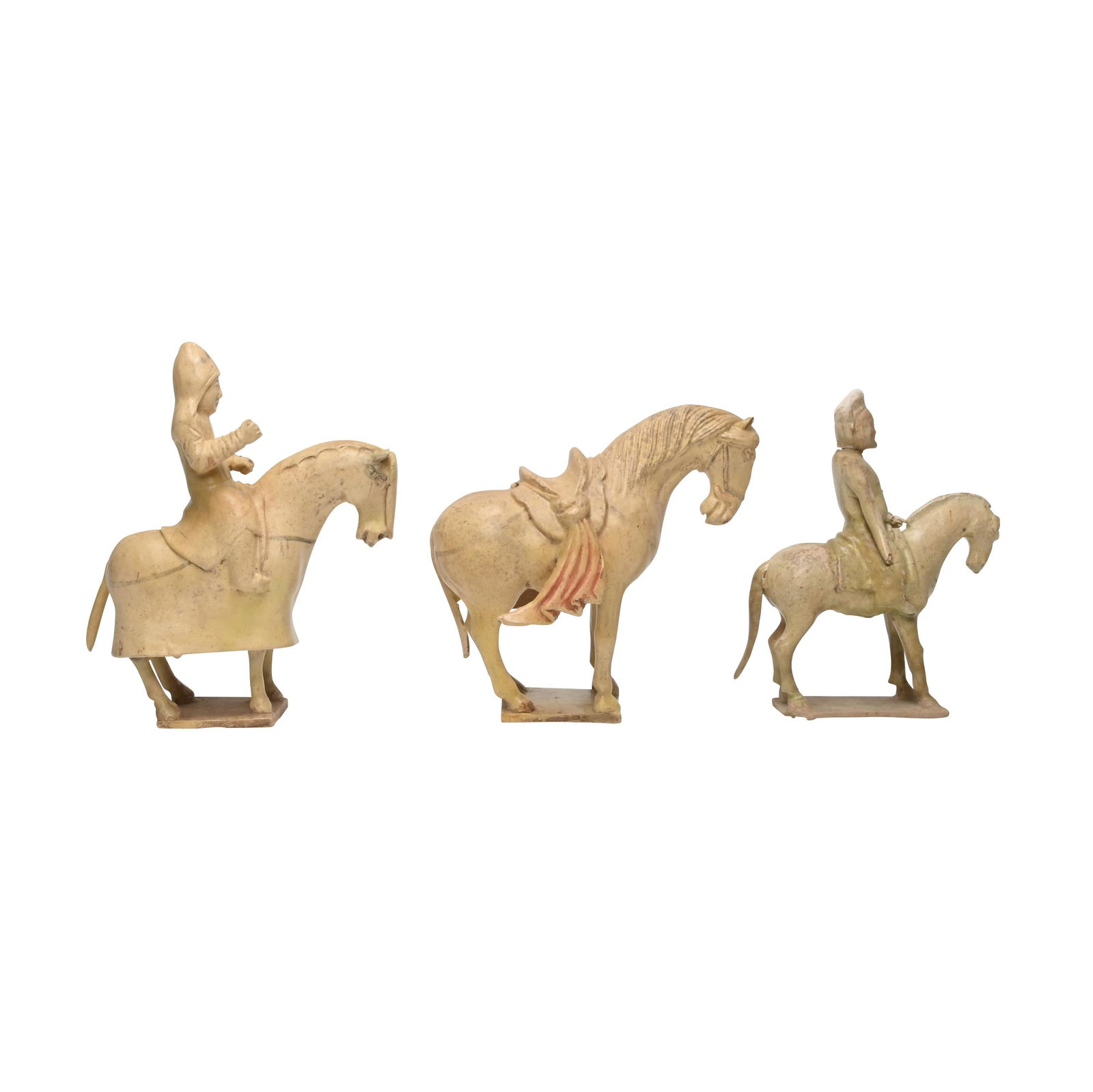 Three Han Dynasty Pottery Equestrians. (1 of 4)
