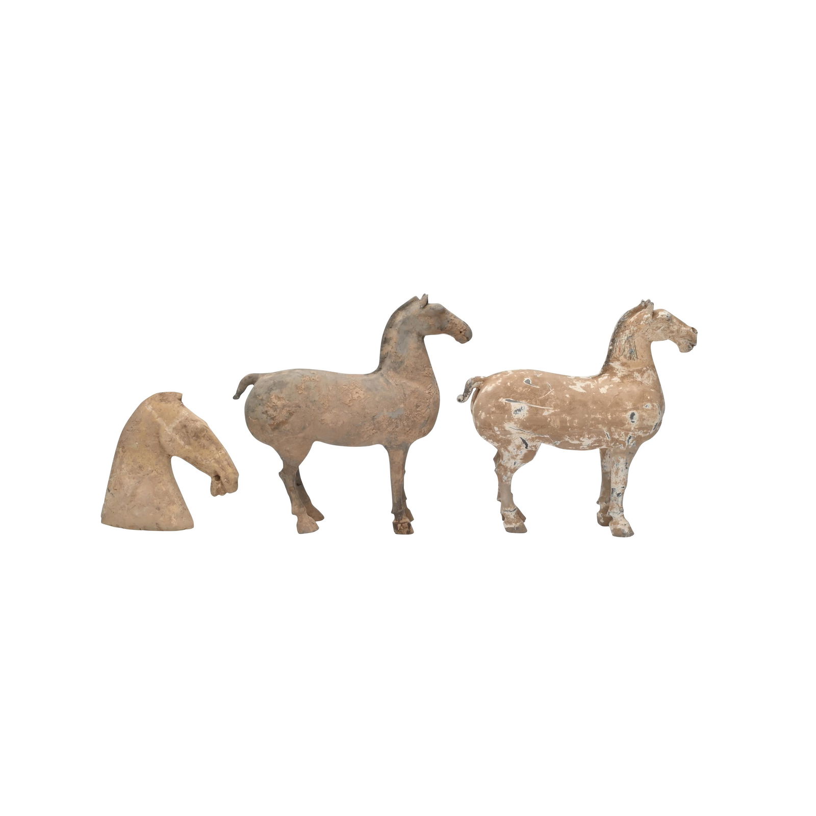 Three Han Dynasty Pottery Horse Figures. (1 of 4)