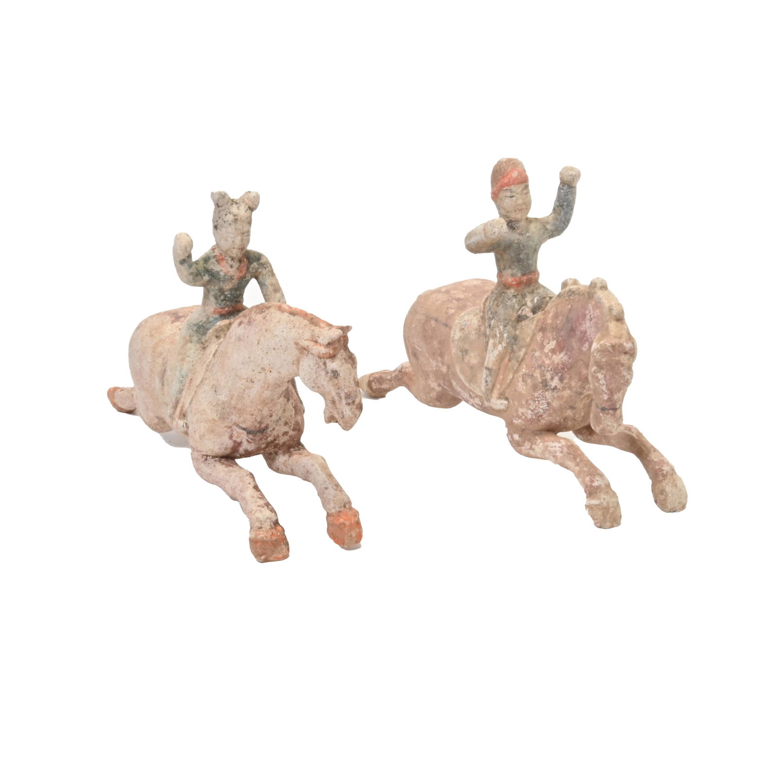 Two Han Dynasty Painted Pottery Equestrians (1 of 4)