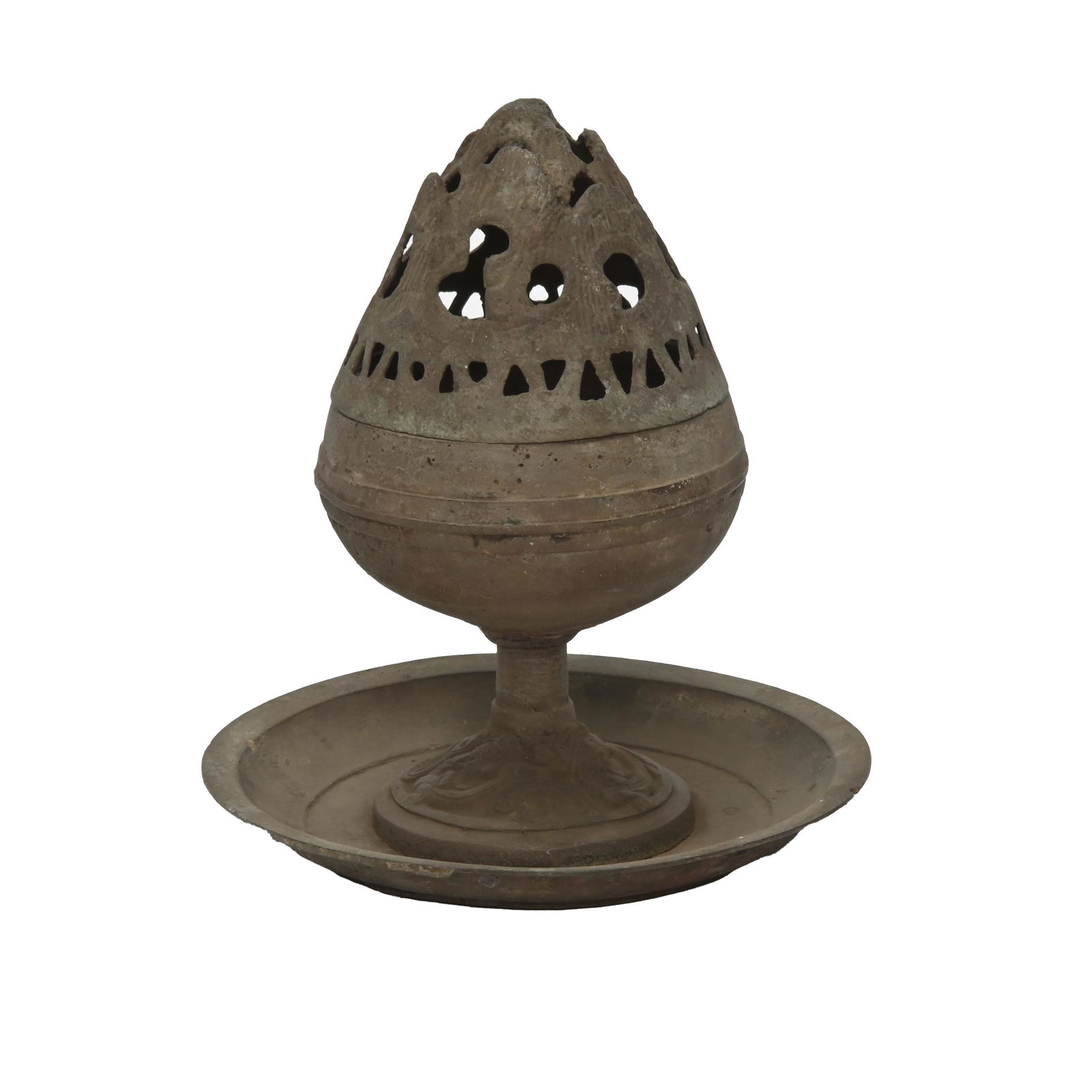 Archaic Bronze Stem Cup and Pierced Cover. (1 of 2)