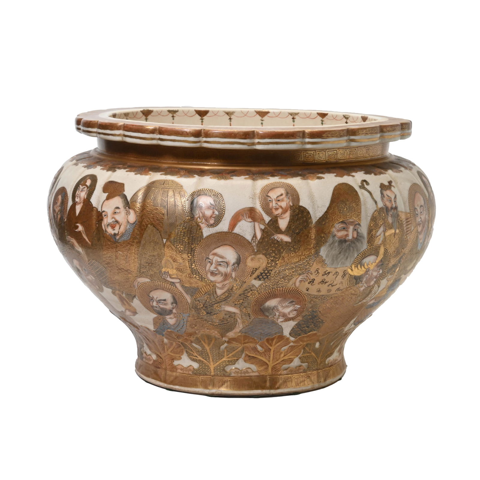 Large Japanese Satsuma Figural Jardiniere. (1 of 3)