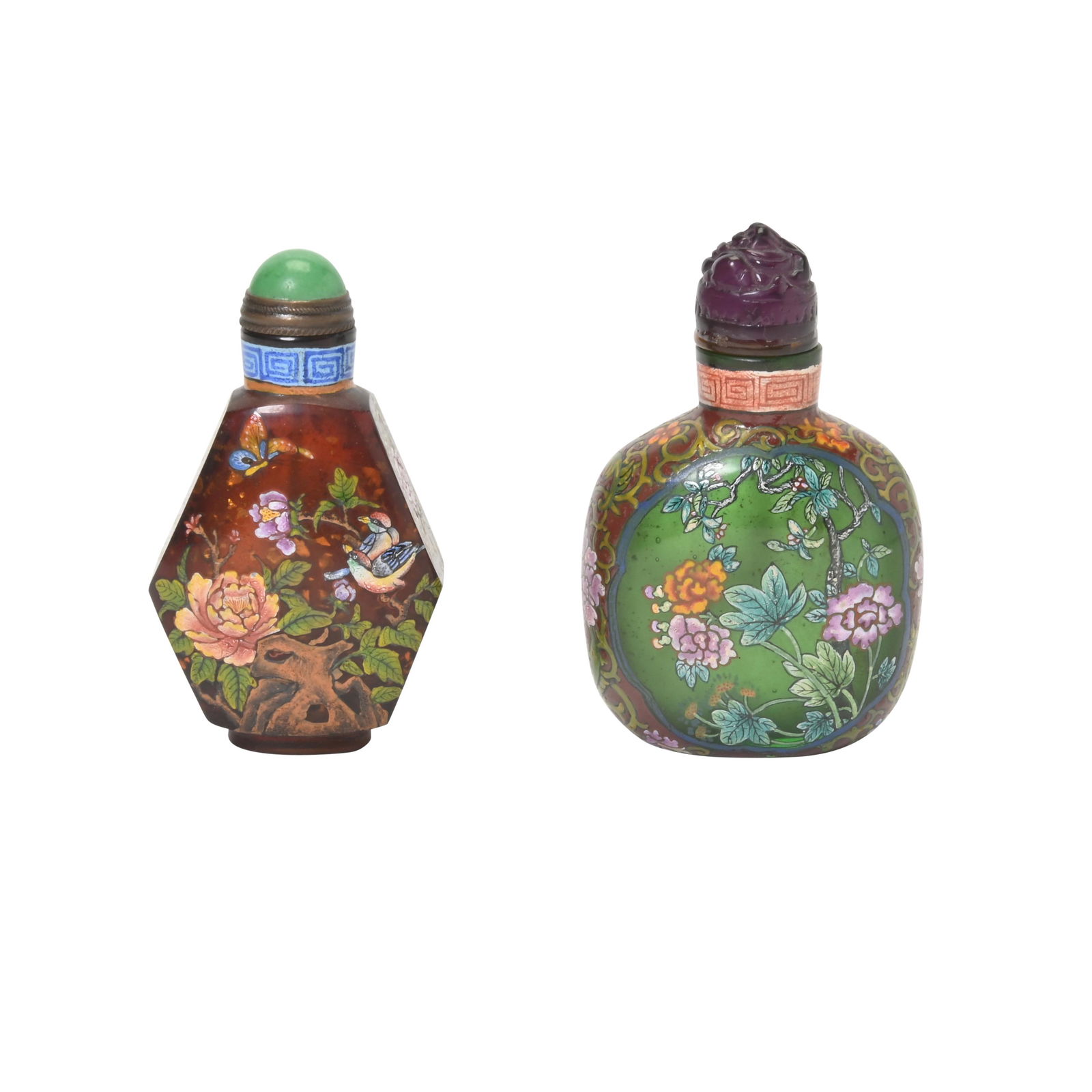 Two Enameled Glass Snuff Bottles. (1 of 4)