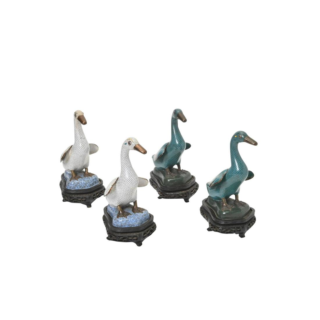 Two Pairs of Chinese Cloisonne Ducks. (1 of 3)