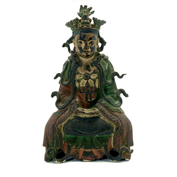 A Polychrome Iron Figure of Bodhisattva. (1 of 10)