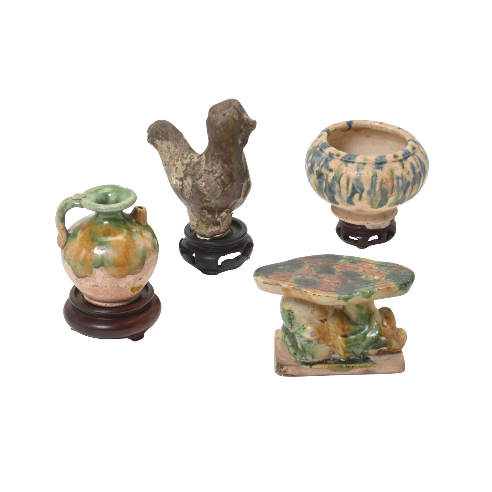 Four Sancai Glazed Miniature Pottery Items. (1 of 5)