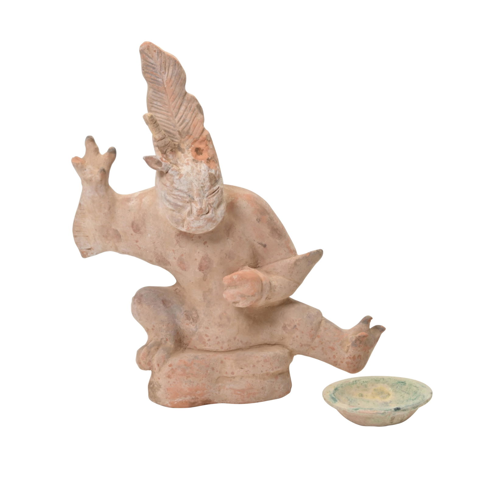Han Dynasty Pottery Tomb Figure and Bowl. (1 of 5)