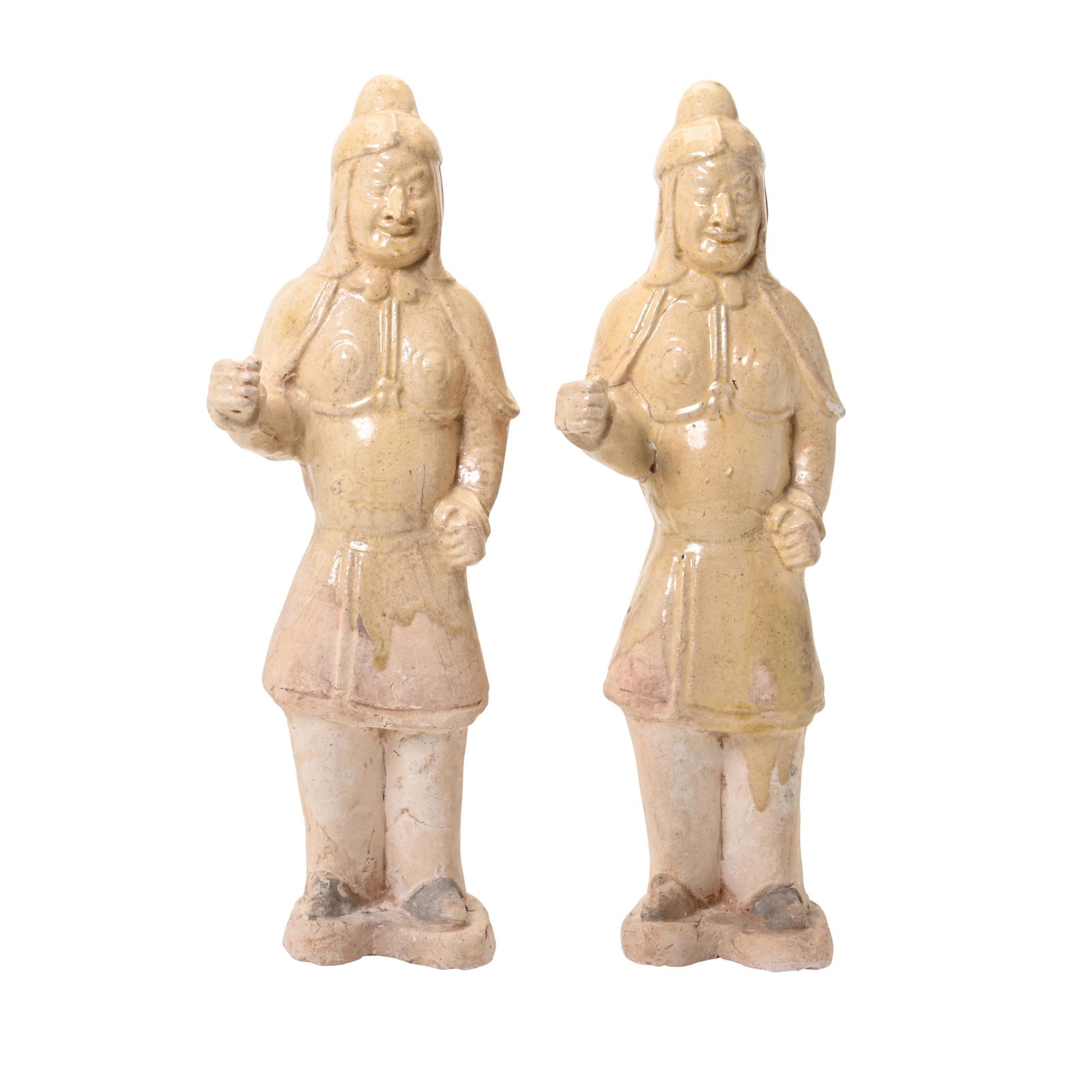 Two Chinese Glazed Pottery Standing Figures. (1 of 3)