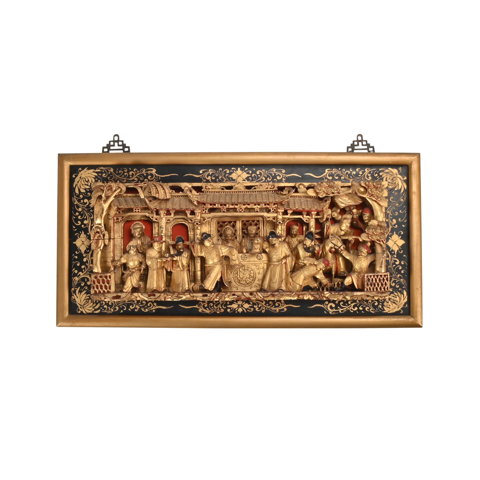 A Gilt and Lacquered Carved Wood Panel. (1 of 1)