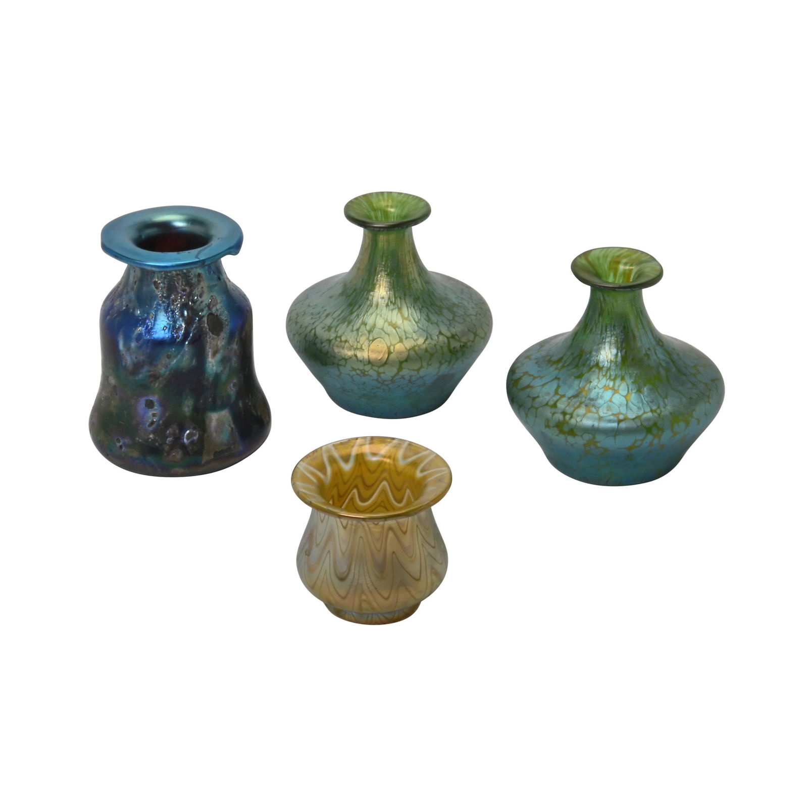 Four Small Loetz Style Glass Vessels. (1 of 4)