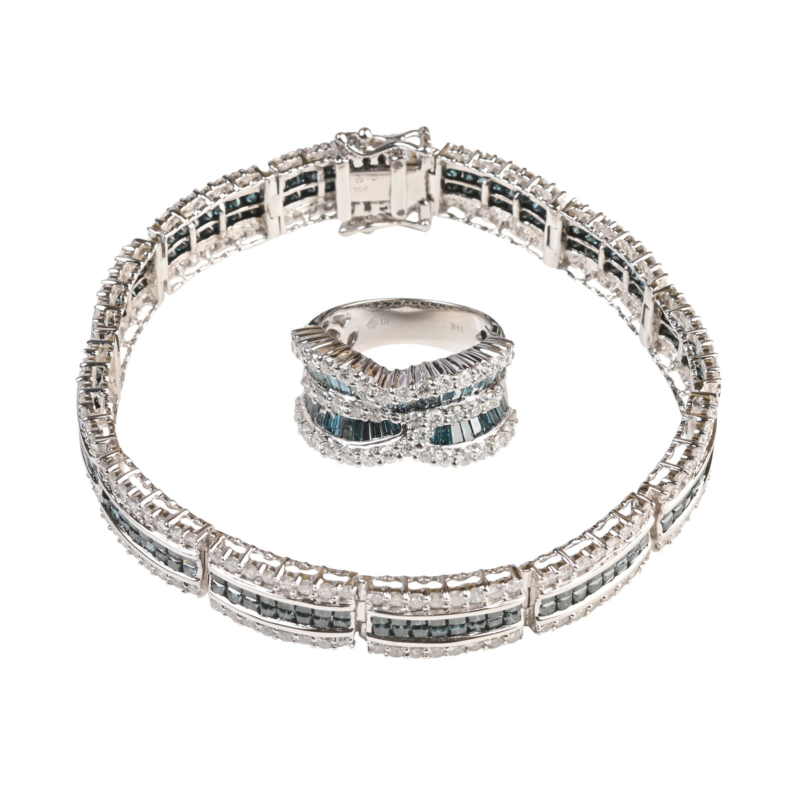 Irradiated Blue Diamond, Diamond, White Gold Jewelry (1 of 3)