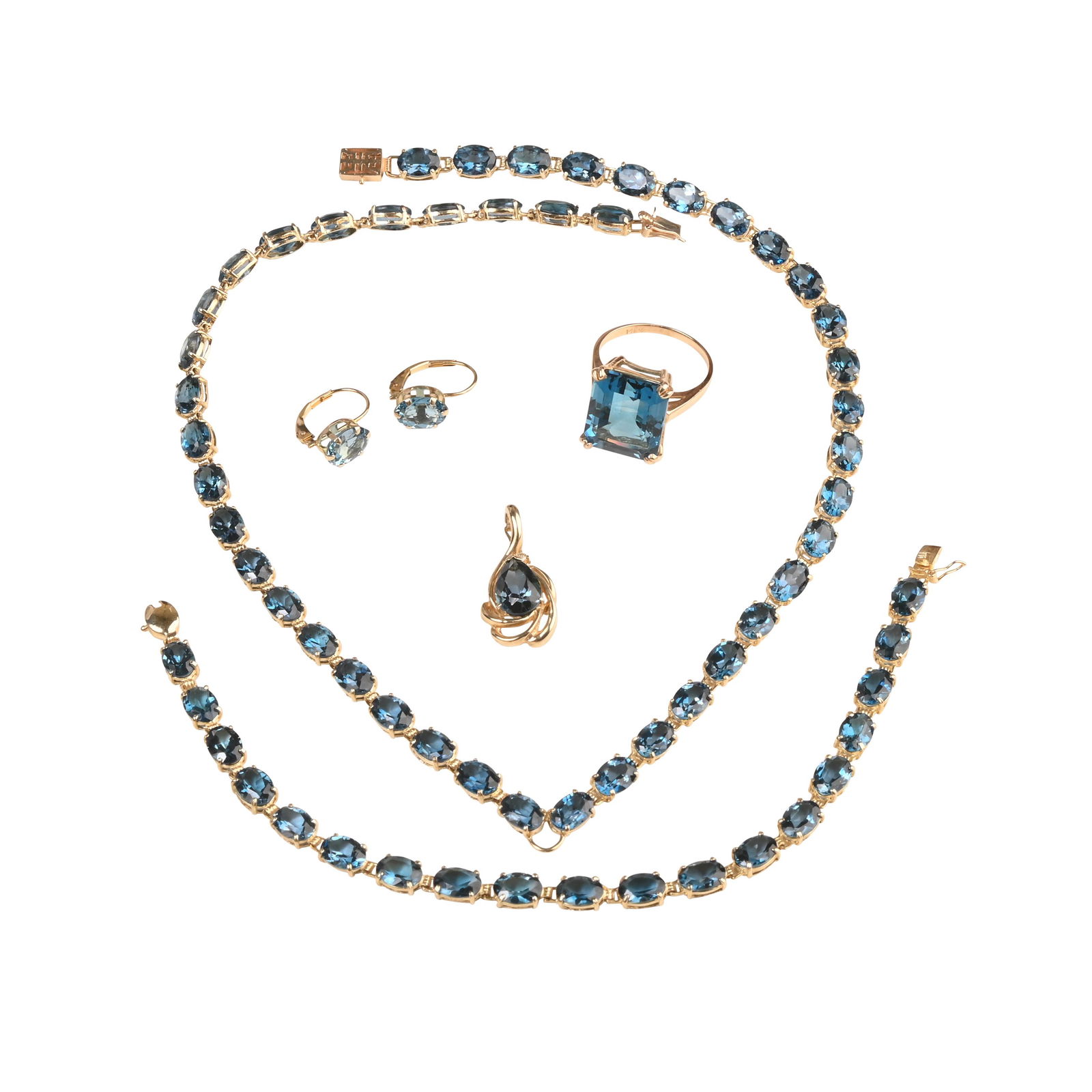 Blue Topaz, 14k Yellow Gold Jewelry Suite. (1 of 6)