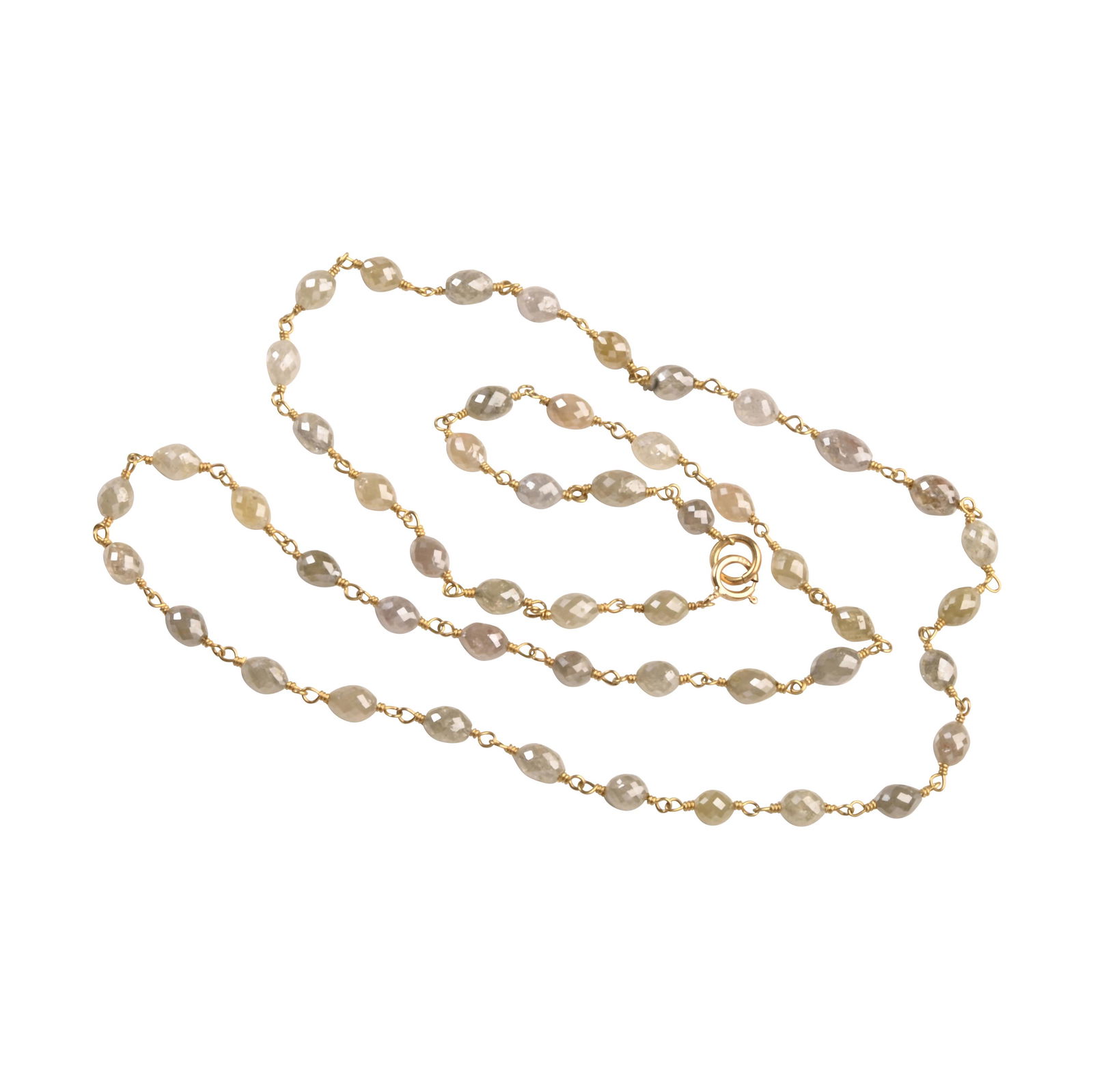 Diamond Bead, 18k Yellow Gold Necklace. (1 of 3)