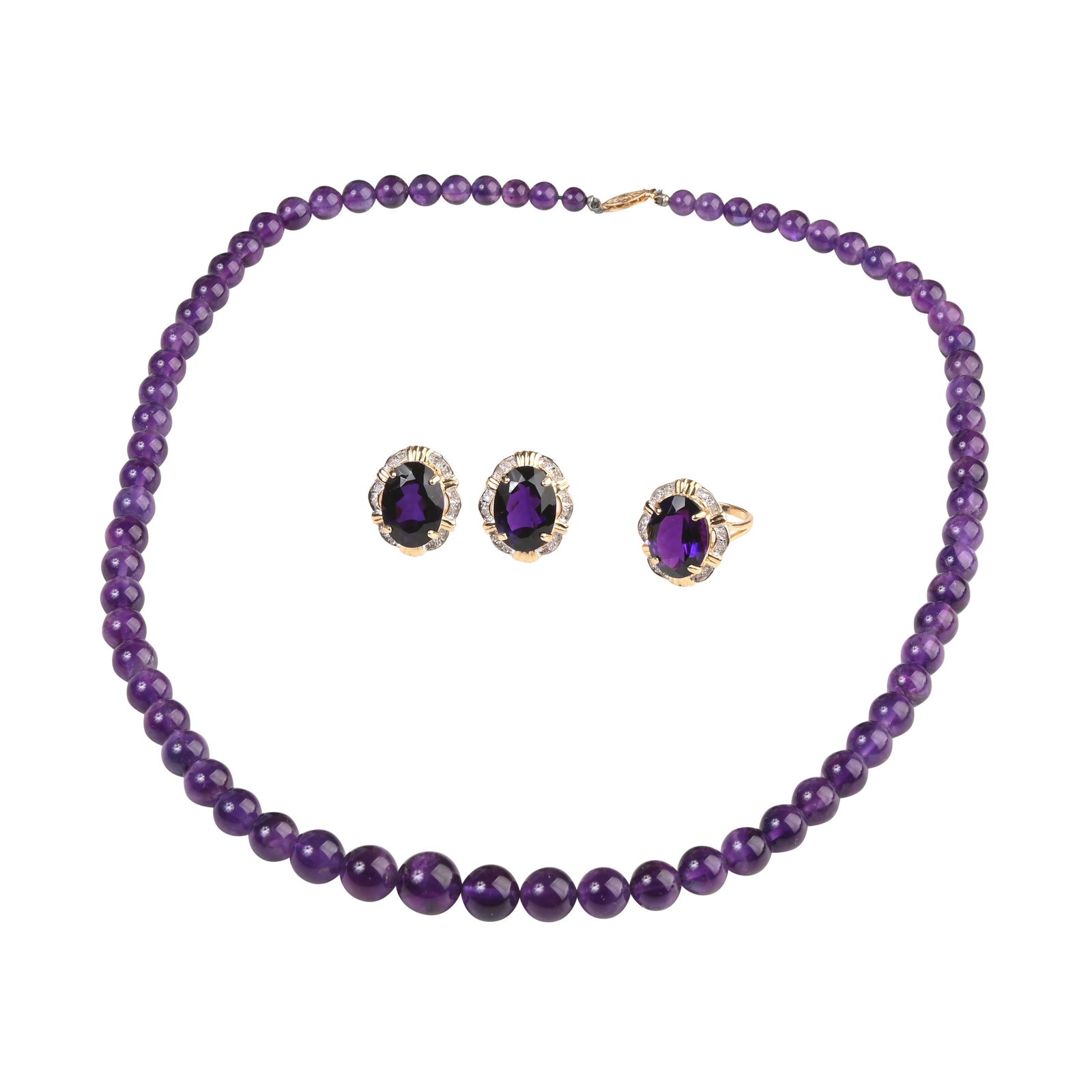 Amethyst, Diamond, 14k Yellow Gold Jewelry Suite. (1 of 4)